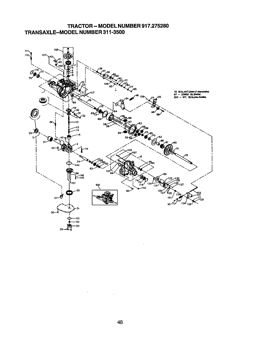 Craftsman owner manual Tractor Model Number 917.275280 TRANSAXLE-MODEL Number 