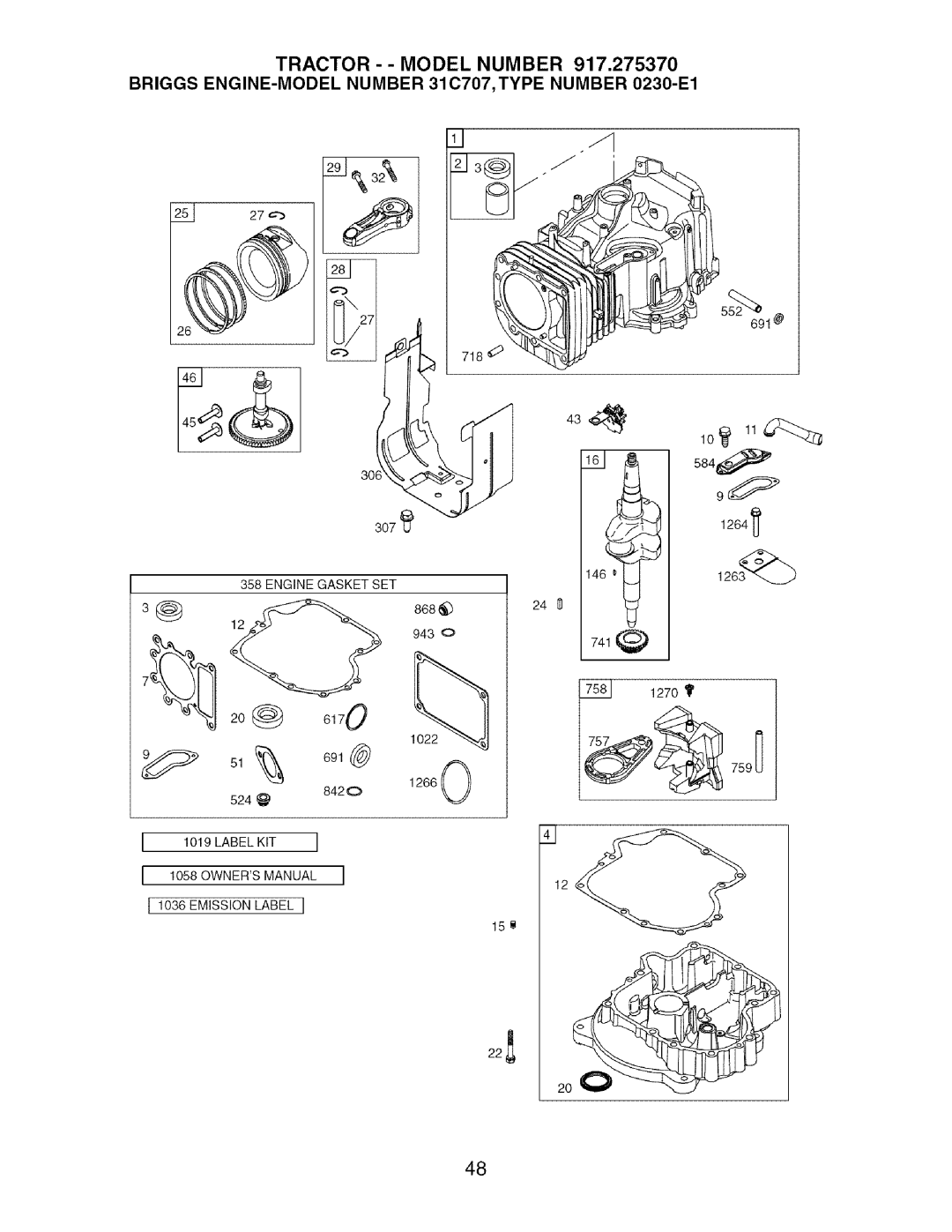 Craftsman 917.27537 owner manual 20@ 6170 