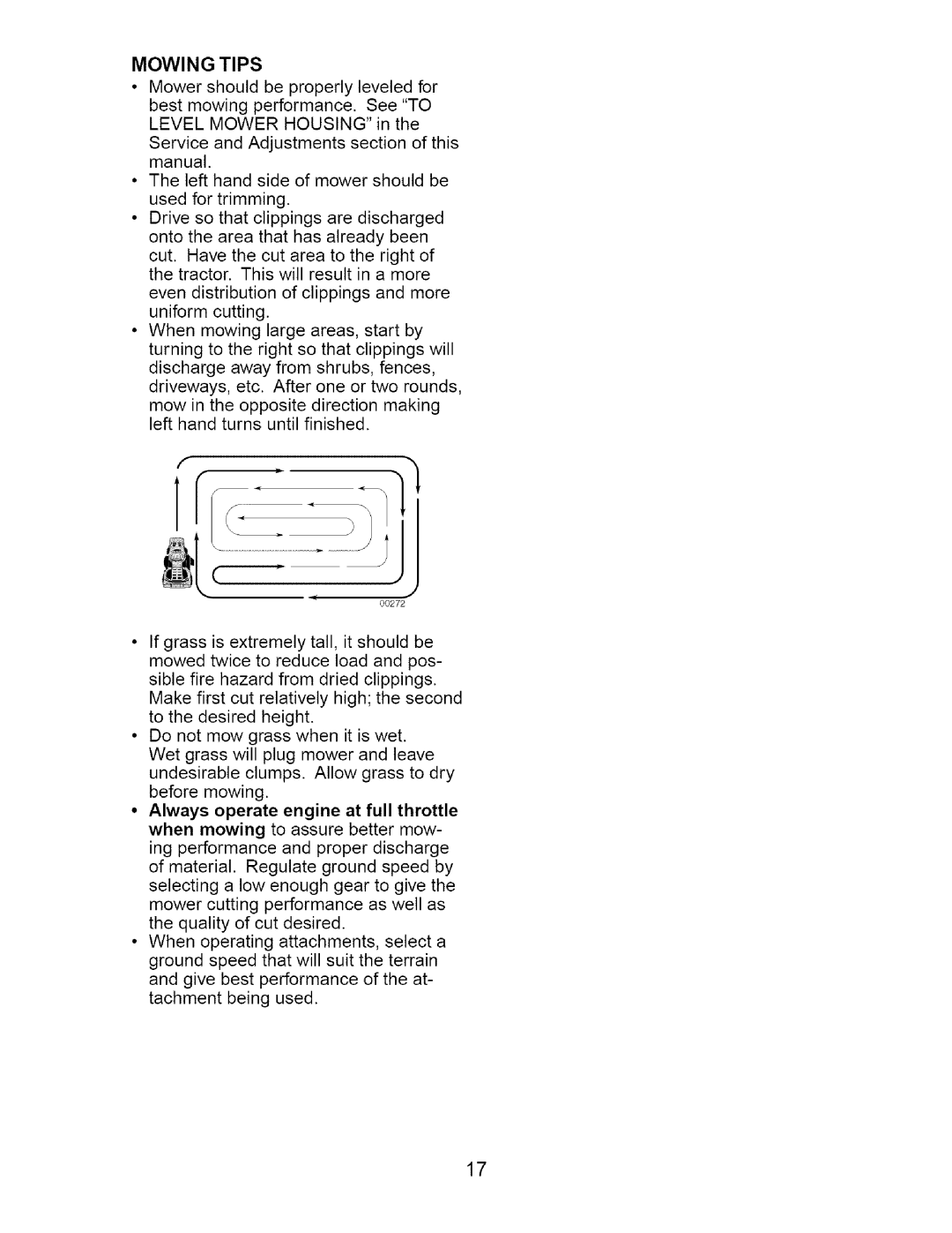 Craftsman 917.27538 owner manual Mowing Tips 