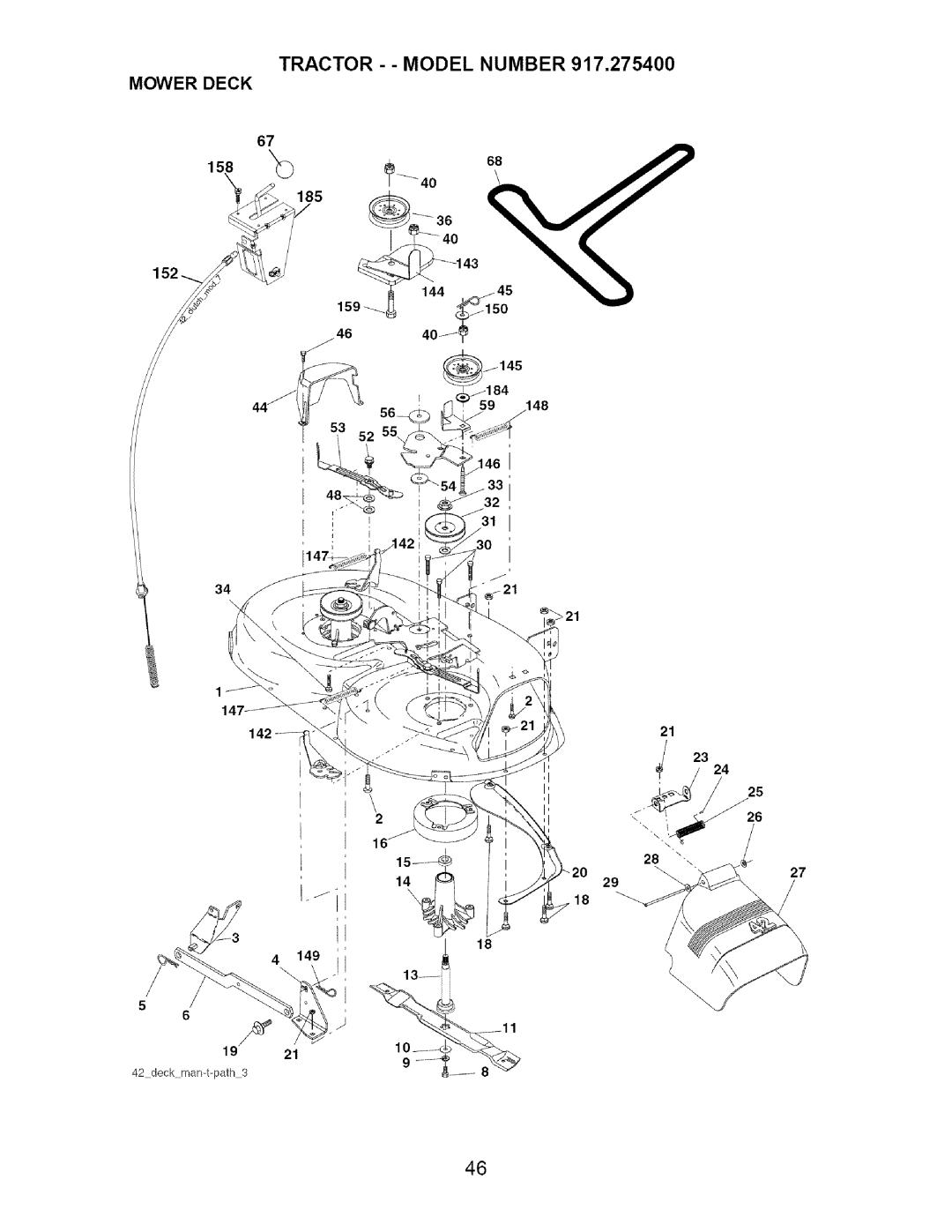 Craftsman 917.2754 owner manual Tractor - Model Number 917,275400 Mower Deck 