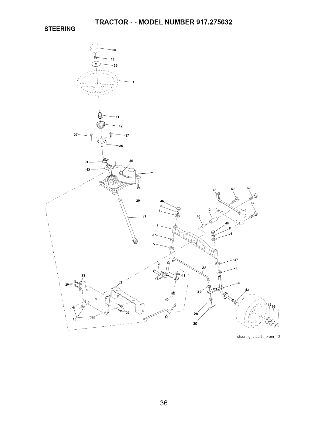 Craftsman 917.275632 manual Steering 