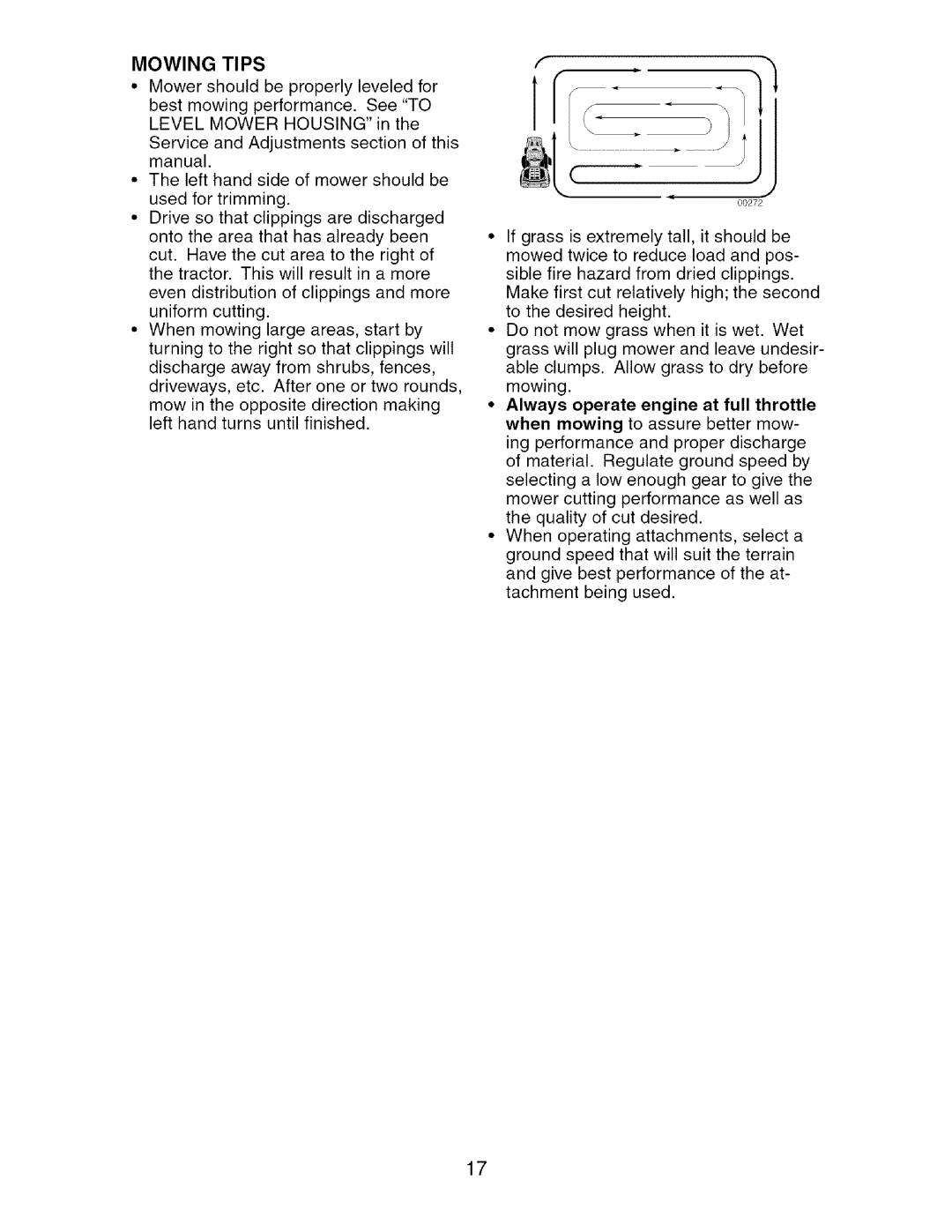 Craftsman 917.275764 owner manual Mowing Tips 