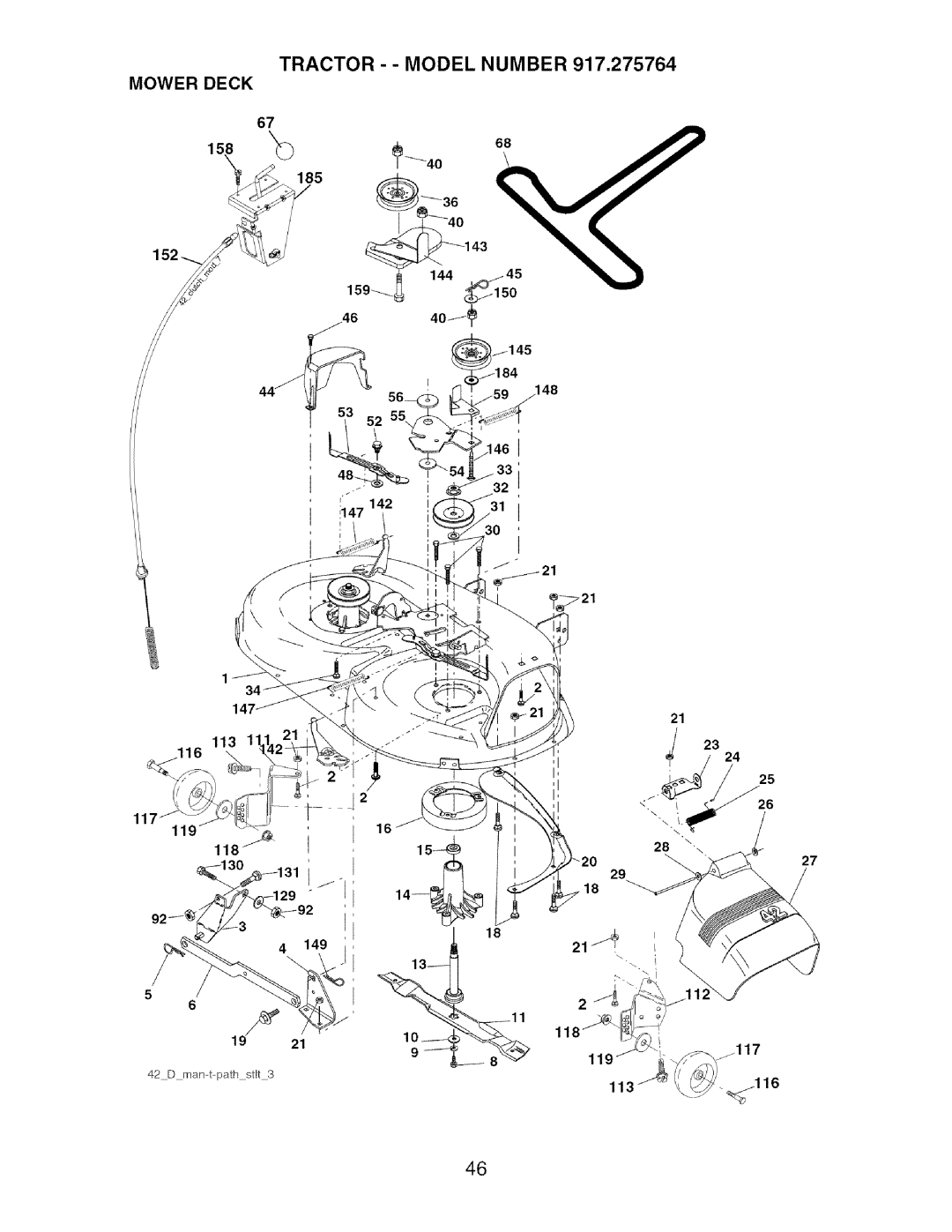 Craftsman 917.275764 owner manual Tractor - Model Number Mower Deck 