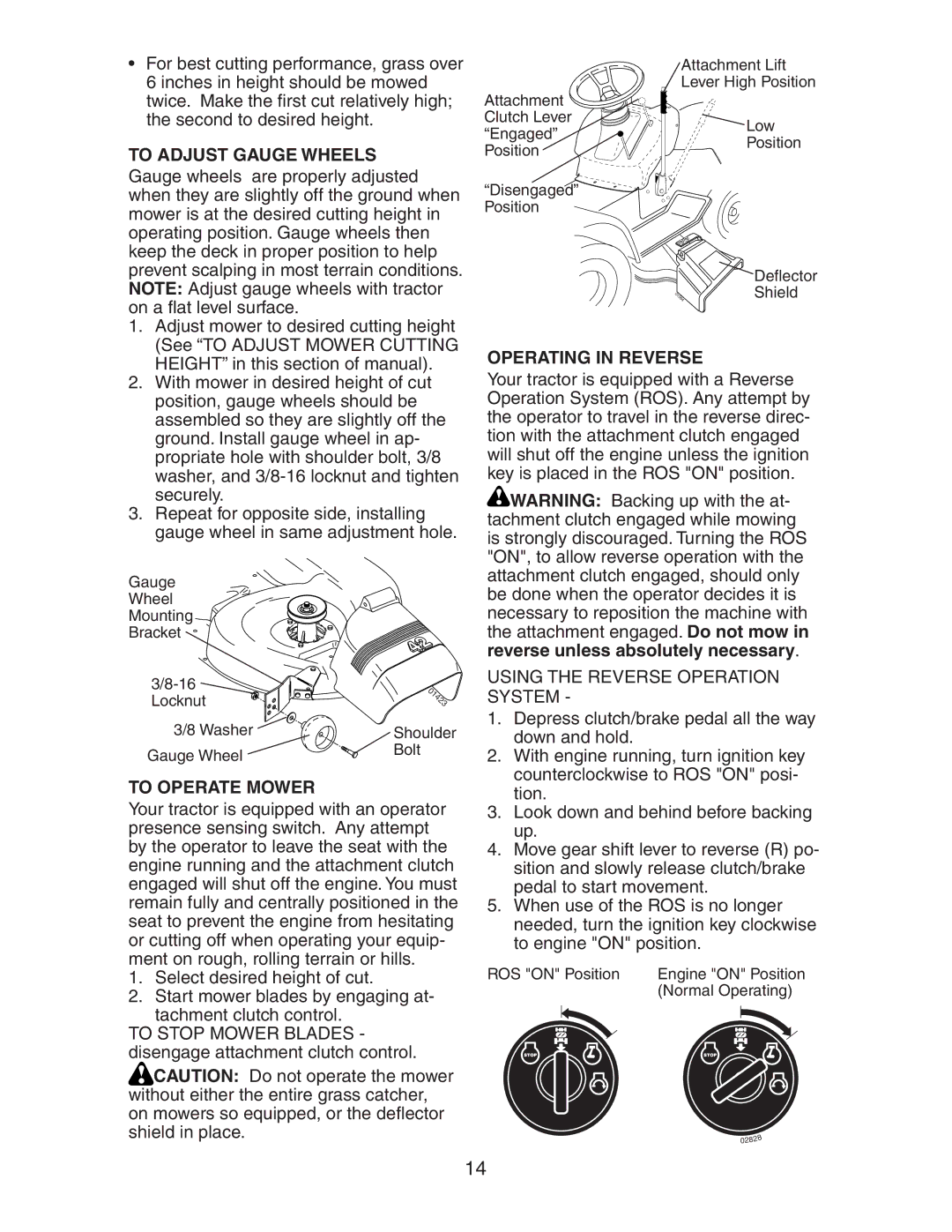 Craftsman 917.27581 owner manual To Operate Mower, Operating in Reverse, Using the Reverse Operation System 