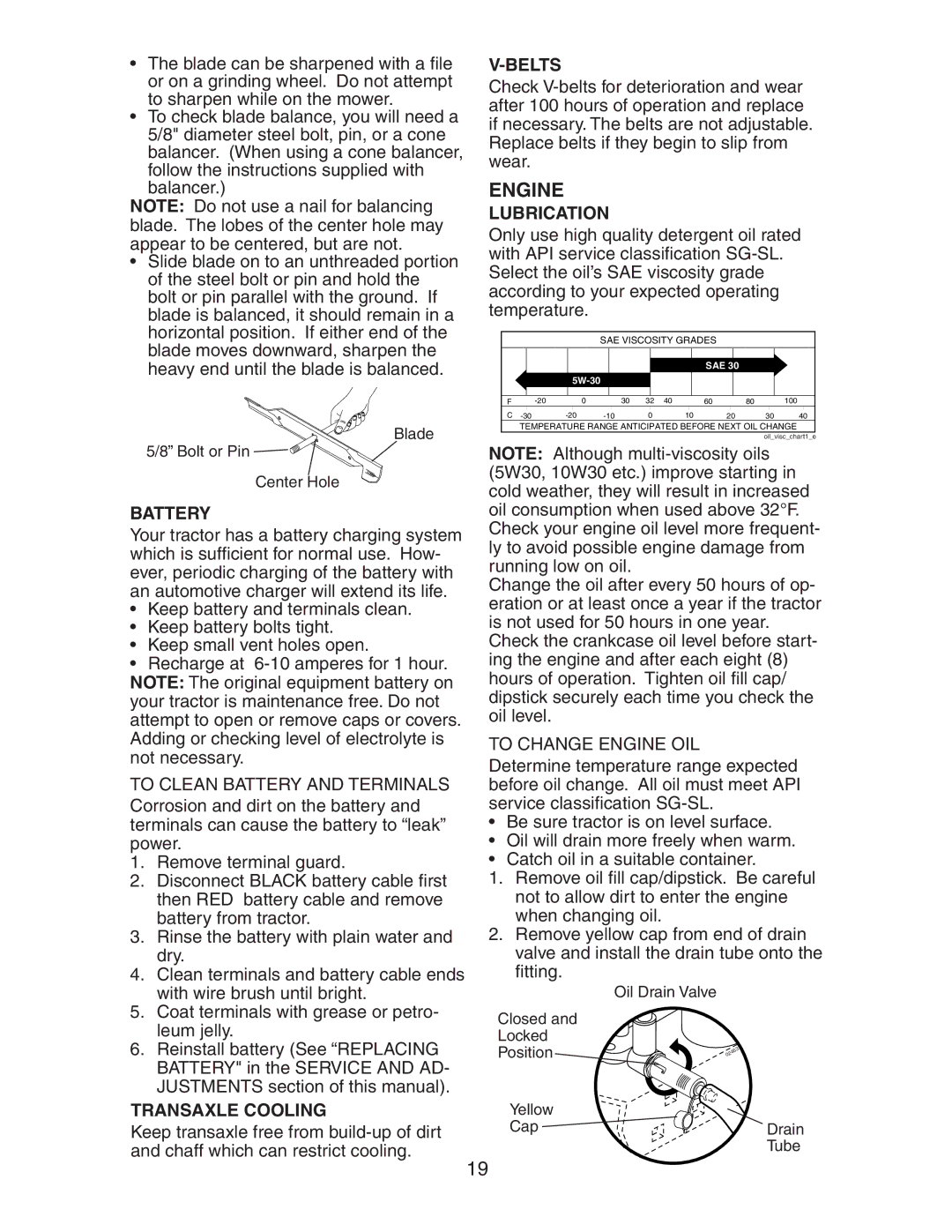 Craftsman 917.27581 owner manual Engine, Battery, Transaxle Cooling, Belts, Lubrication 