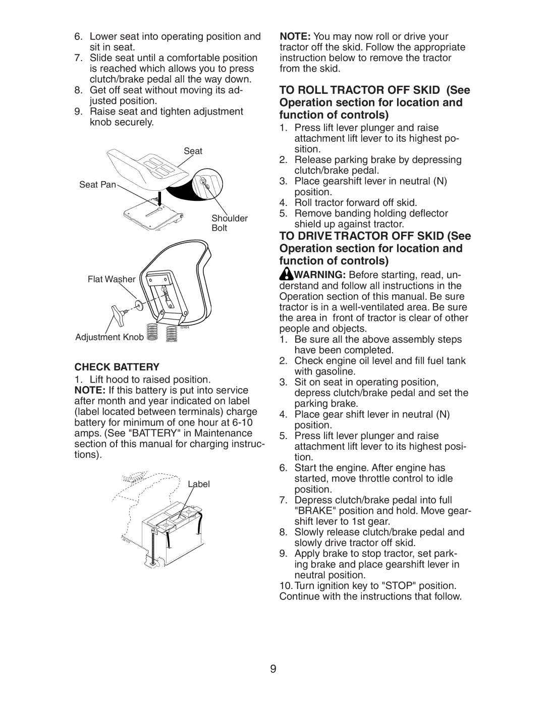 Craftsman 917.27581 owner manual Check Battery 