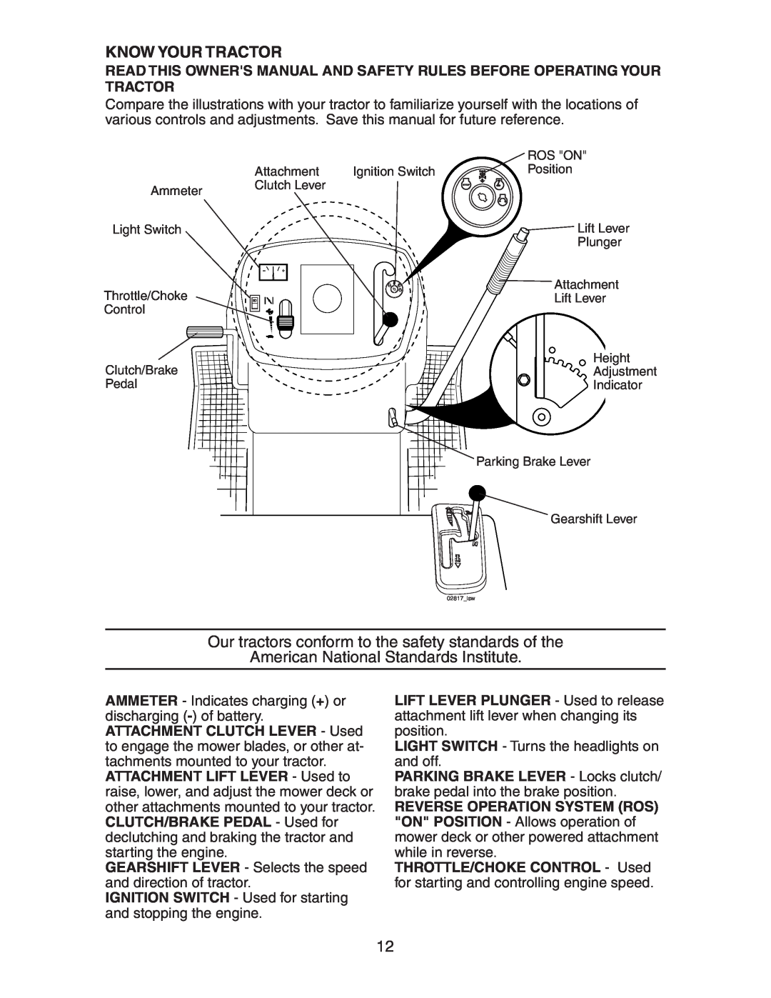 Craftsman 917.27581 owner manual Know Your Tractor, Our tractors conform to the safety standards of the 