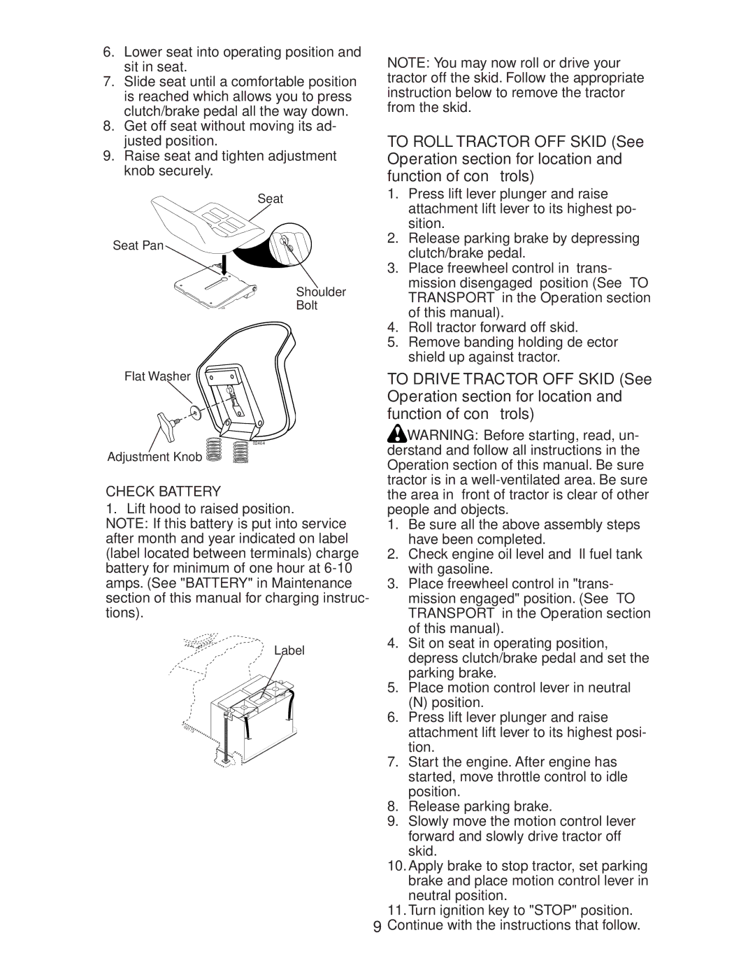 Craftsman 917.27582 owner manual Check Battery 