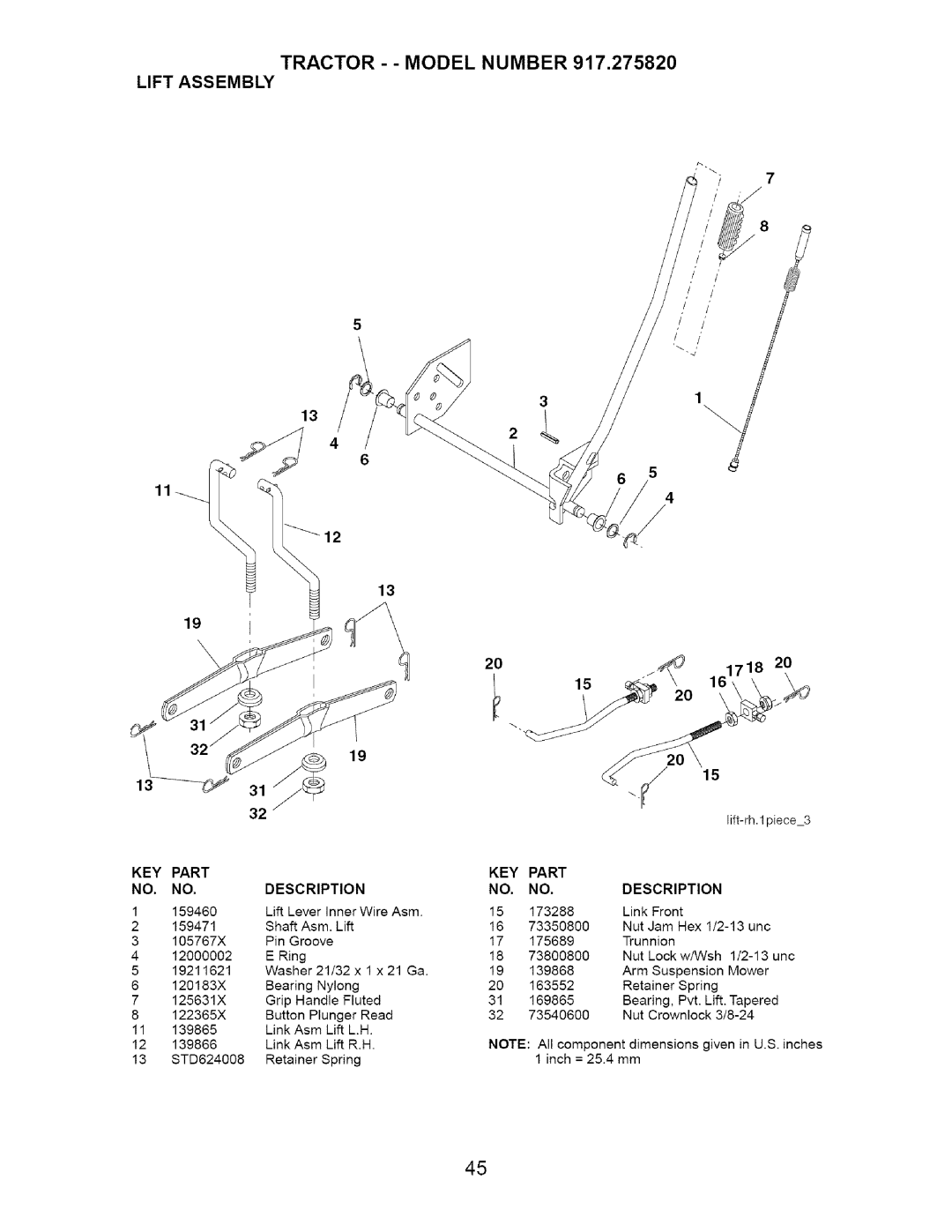 Craftsman 917.27582 owner manual Tractor - Model Number Lift Assembly, 1718 