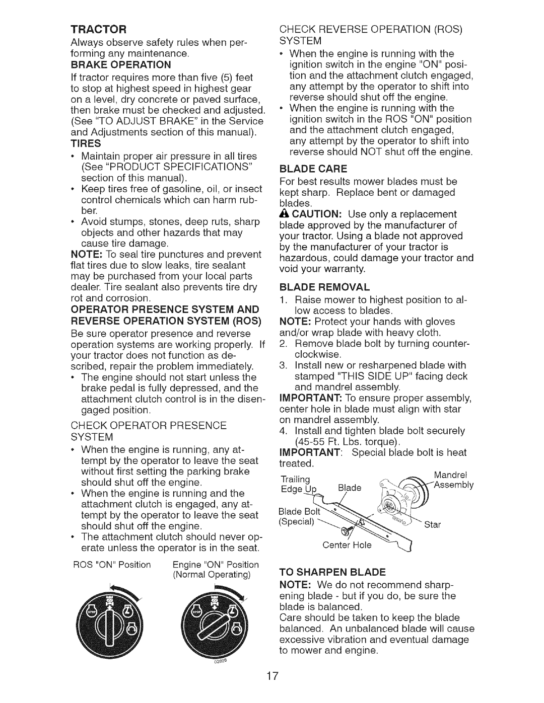 Craftsman 917.2759 manual Check Operator Presence System 