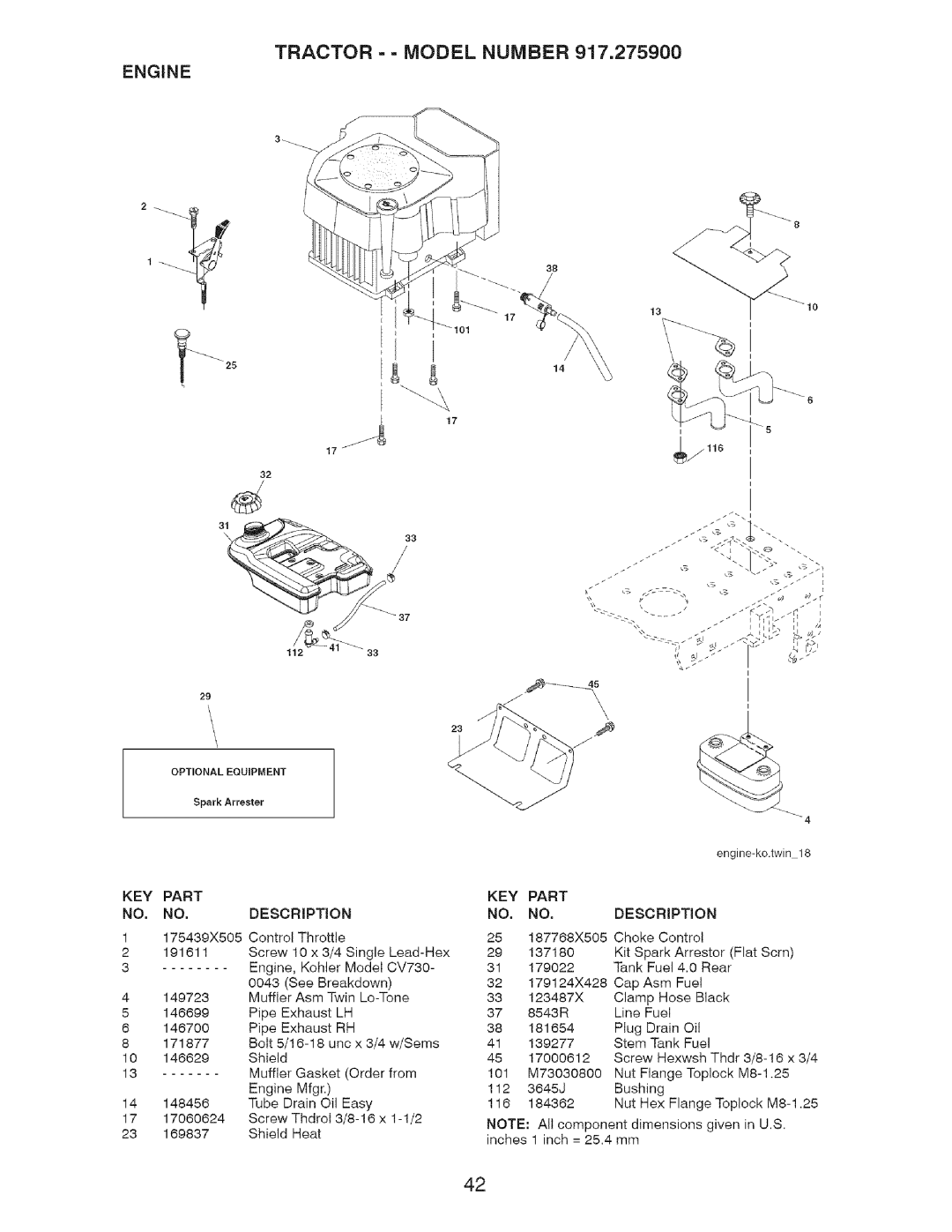 Craftsman 917.2759 manual Tractor - Model Number 