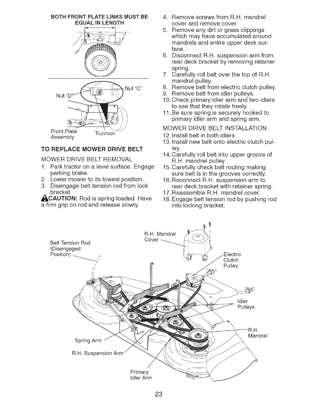 Craftsman 917.2759 manual To Replace Mower Drive Belt 