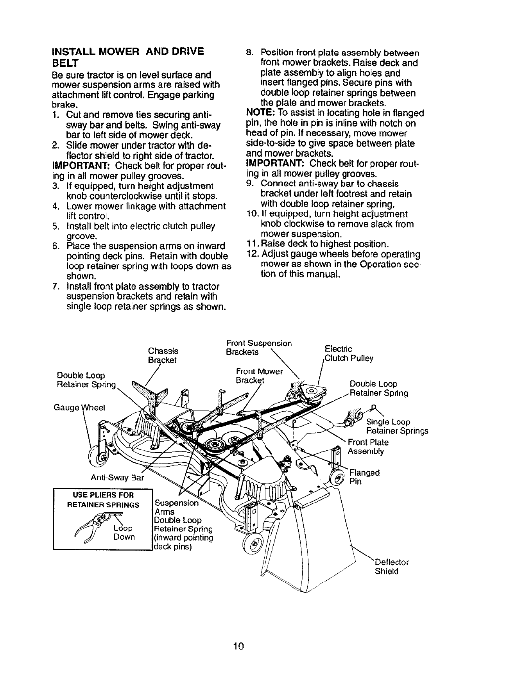 Craftsman 917.27603 manual Install Mower and Drive Belt 