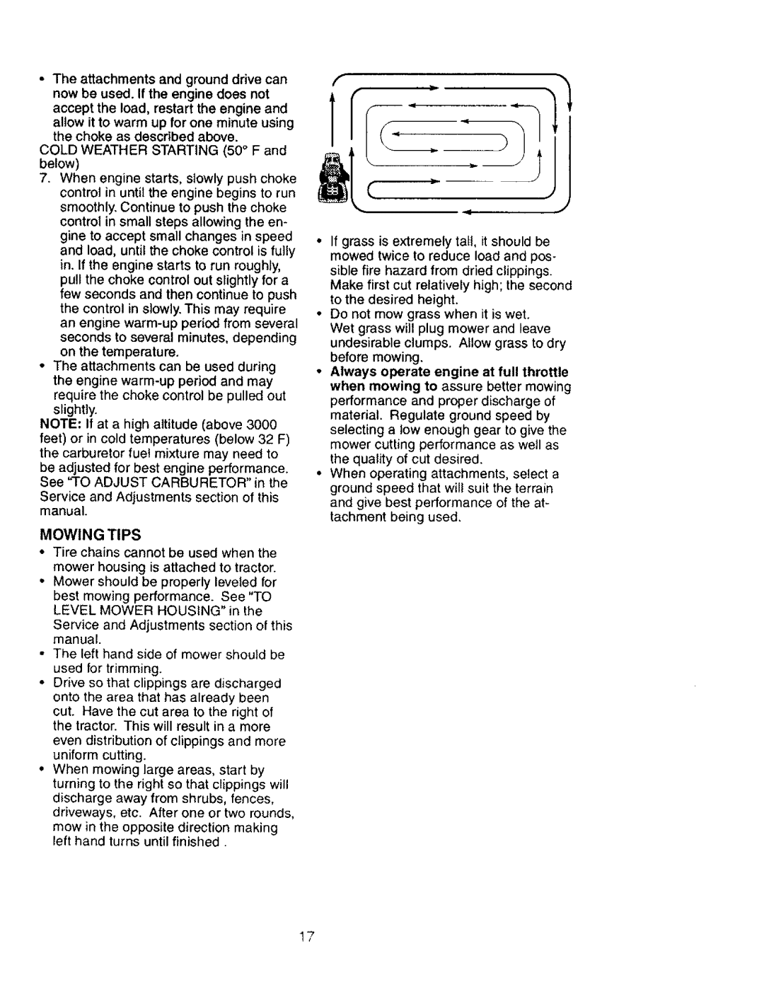 Craftsman 917.27603 manual Mowing Tips 