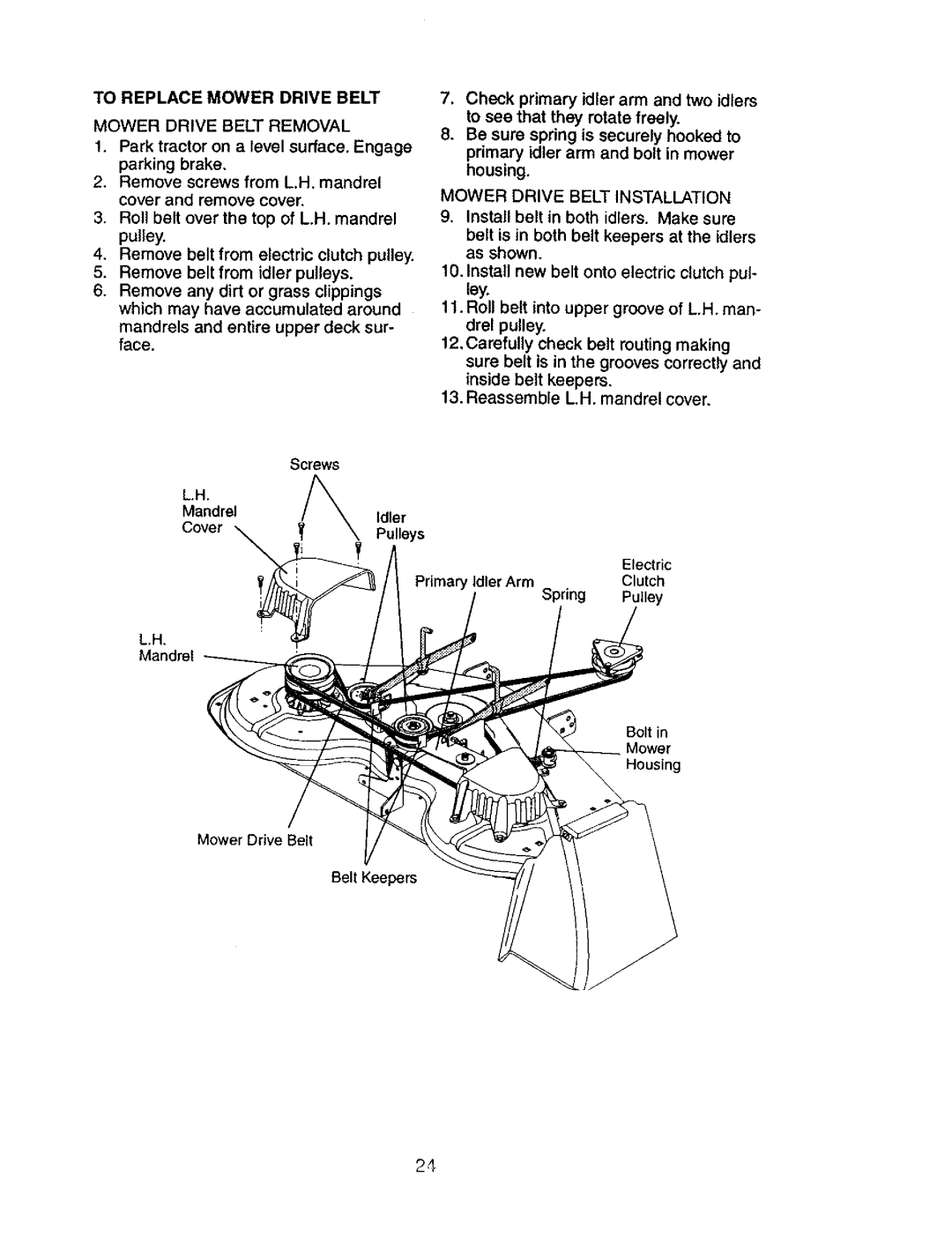 Craftsman 917.27603 To Replace Mower Drive Belt, Mower Drive Belt Removal, Mower Drive Belt Installation, CoverPulleys 