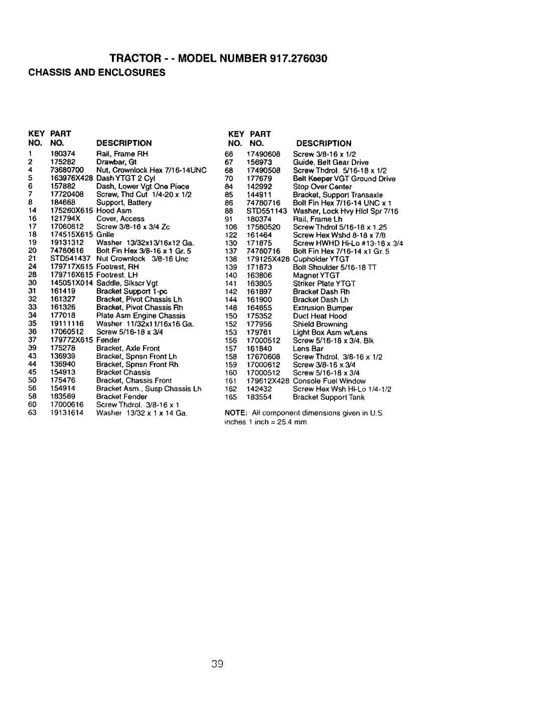 Craftsman 917.27603 manual KEY Part 