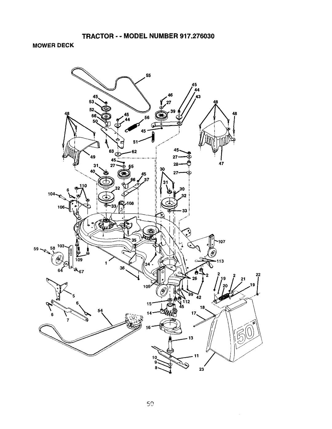 Craftsman 917.27603 manual Tractor - Model Number Mower Deck 