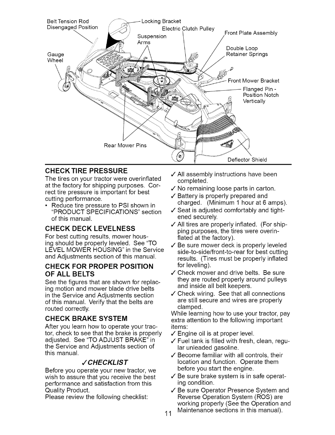 Craftsman 917.27621 manual For, Position, ALL Belts 