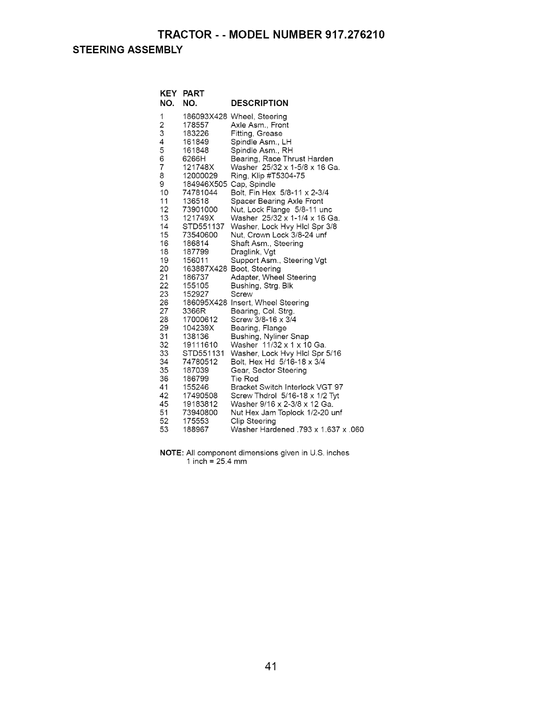 Craftsman 917.27621 manual Description, KEY Part NO. no 