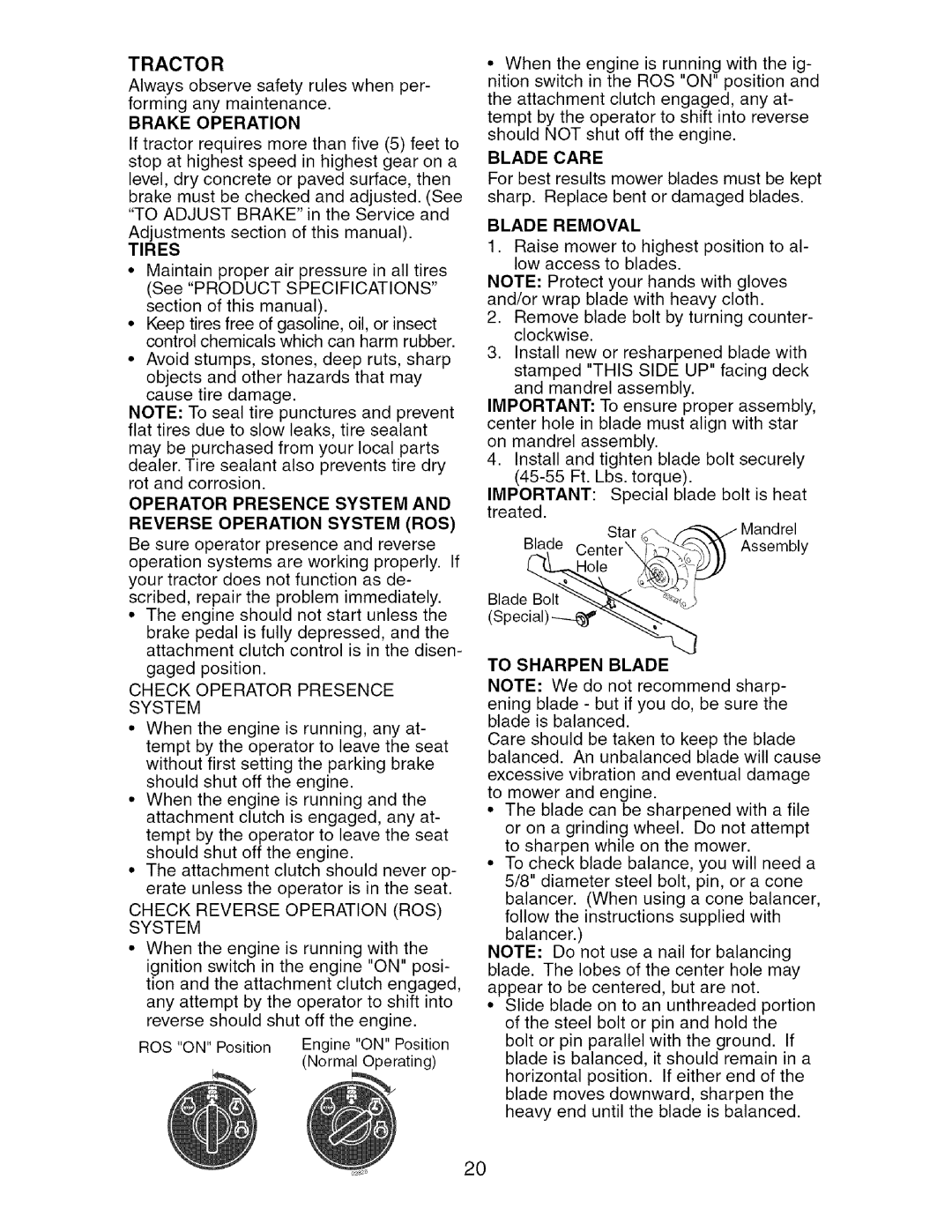 Craftsman 917.27624 owner manual Blade Removal, To Sharpen Blade 