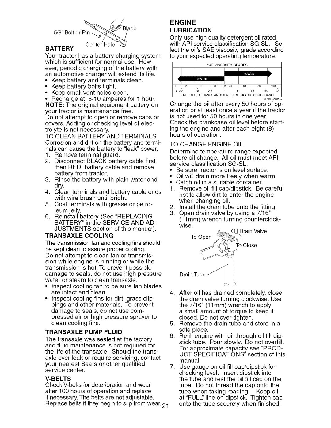 Craftsman 917.27624 owner manual Engine, Battery, Transaxle Cooling, Belts, Lubrication 