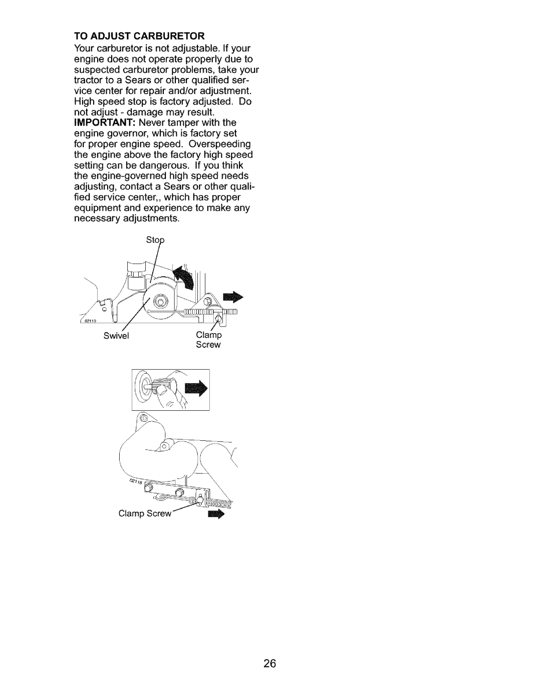 Craftsman 917.27631 owner manual To Adjust Carburetor 