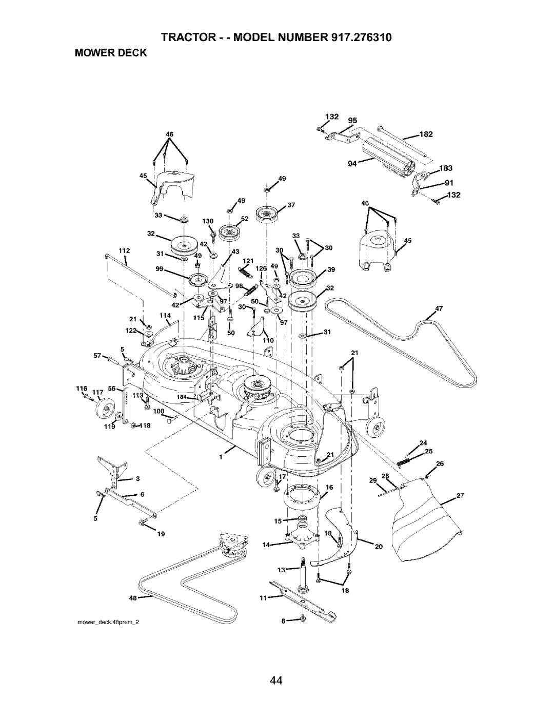 Craftsman 917.27631 owner manual Tractor - Model Number Mower Deck 