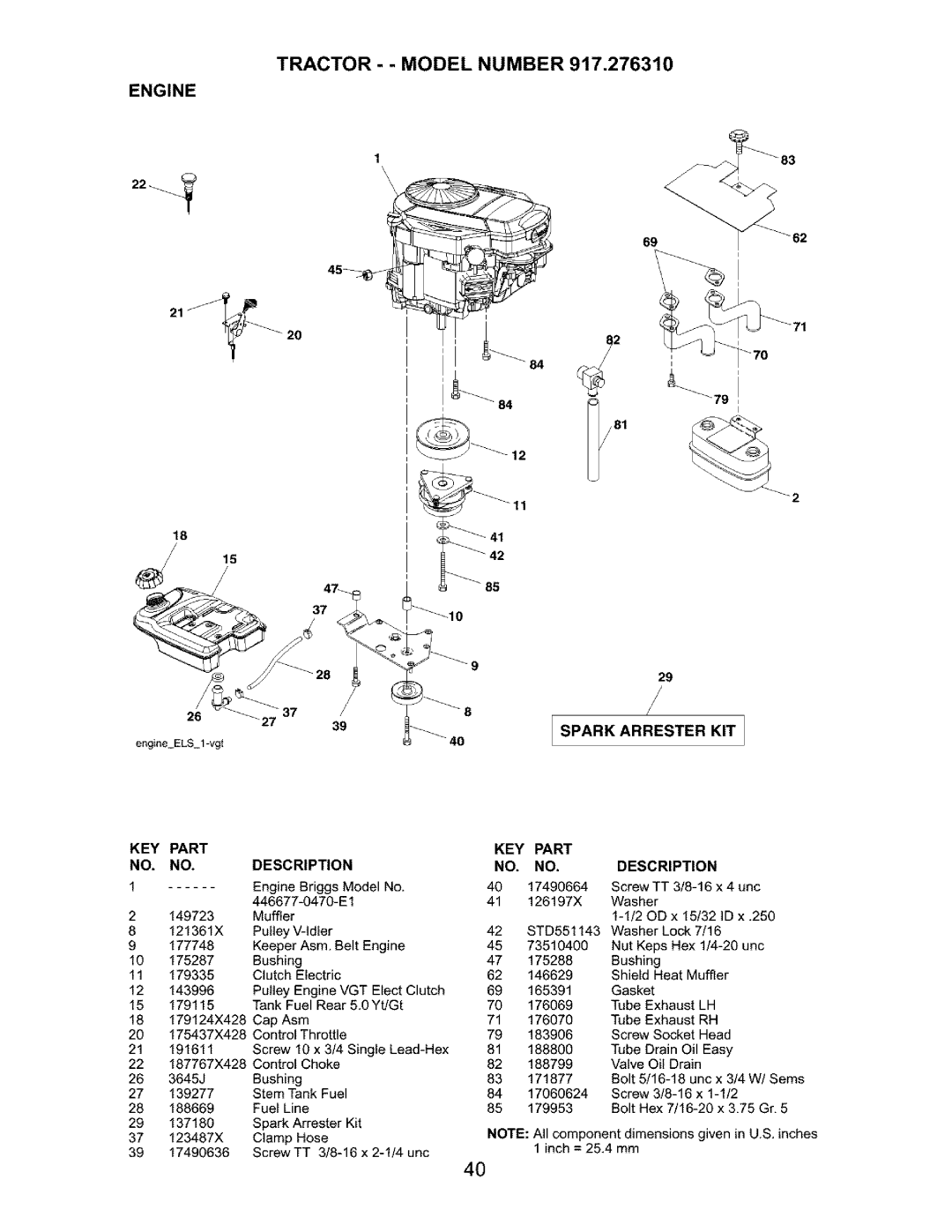 Craftsman 917.27631 owner manual Engine 