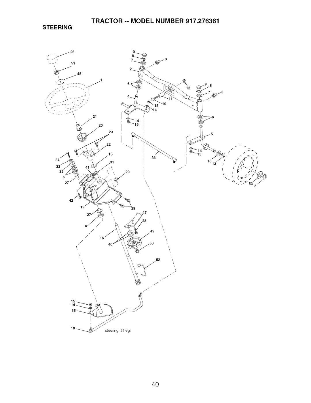 Craftsman 917.276361 manual Steering 