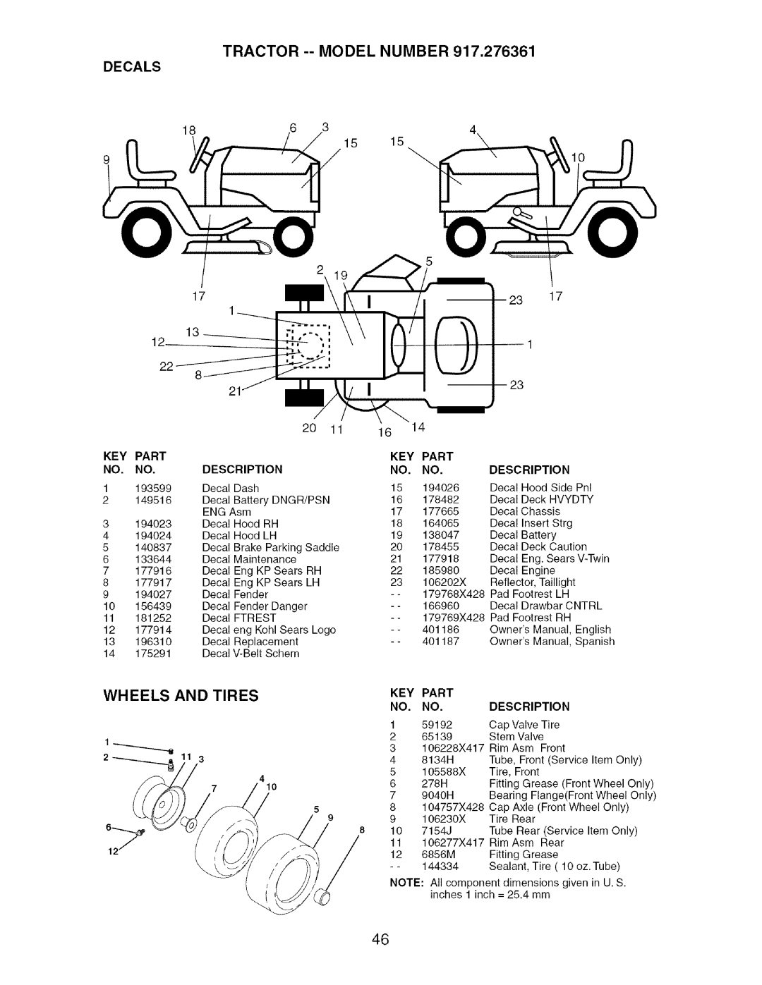 Craftsman 917.276361 manual Decals, 183 