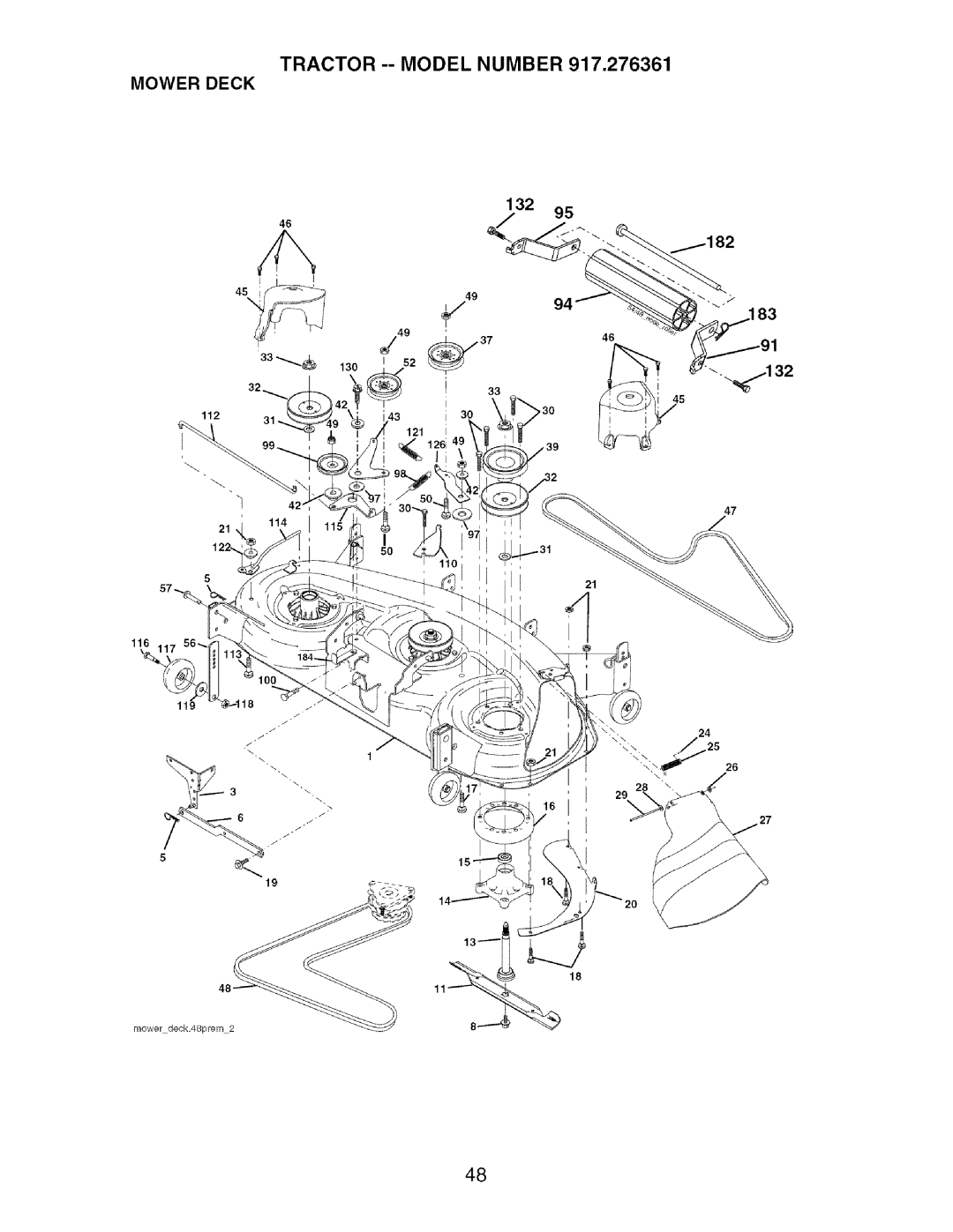 Craftsman 917.276361 manual Tractor --MODEL Number Mower Deck 