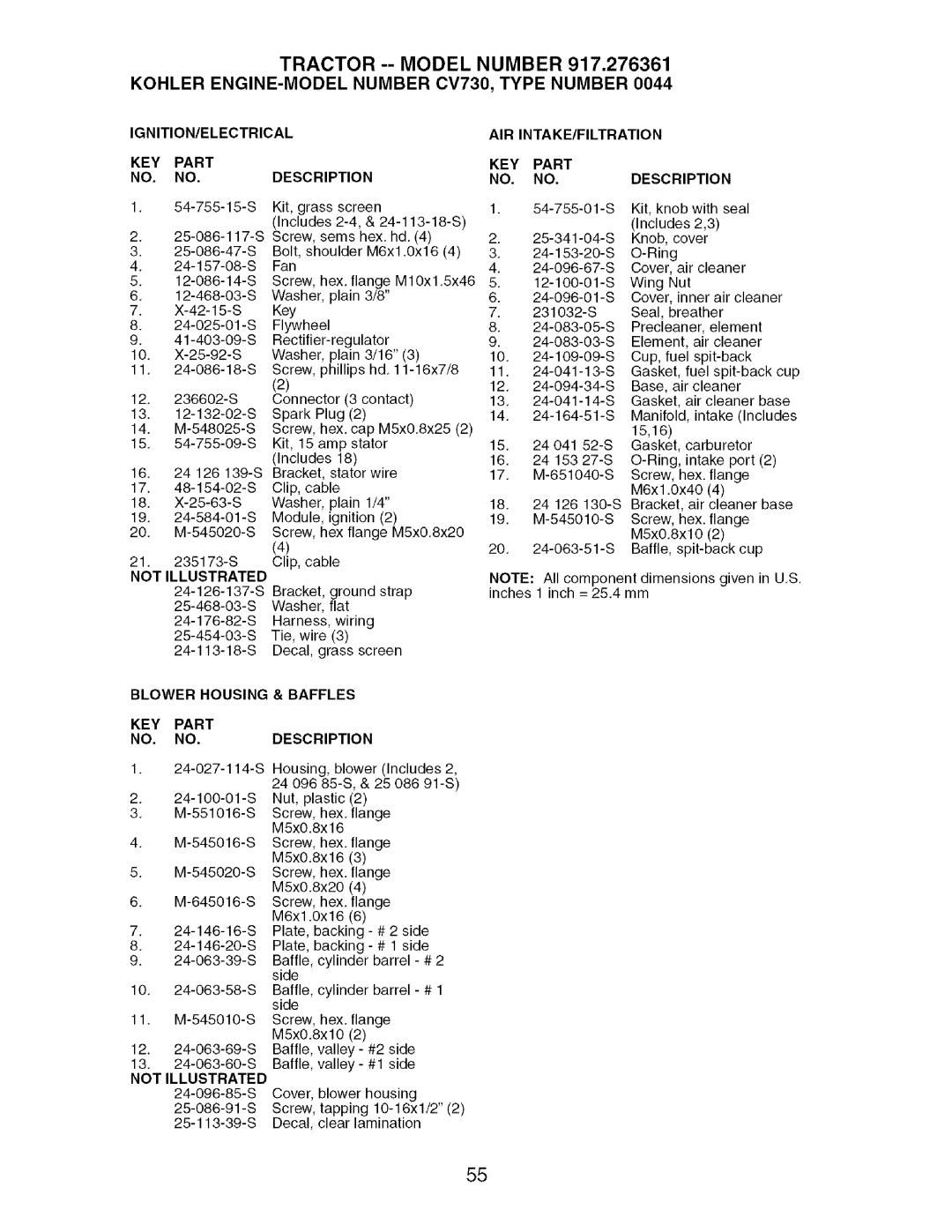 Craftsman 917.276361 manual Tractor, Model Number 