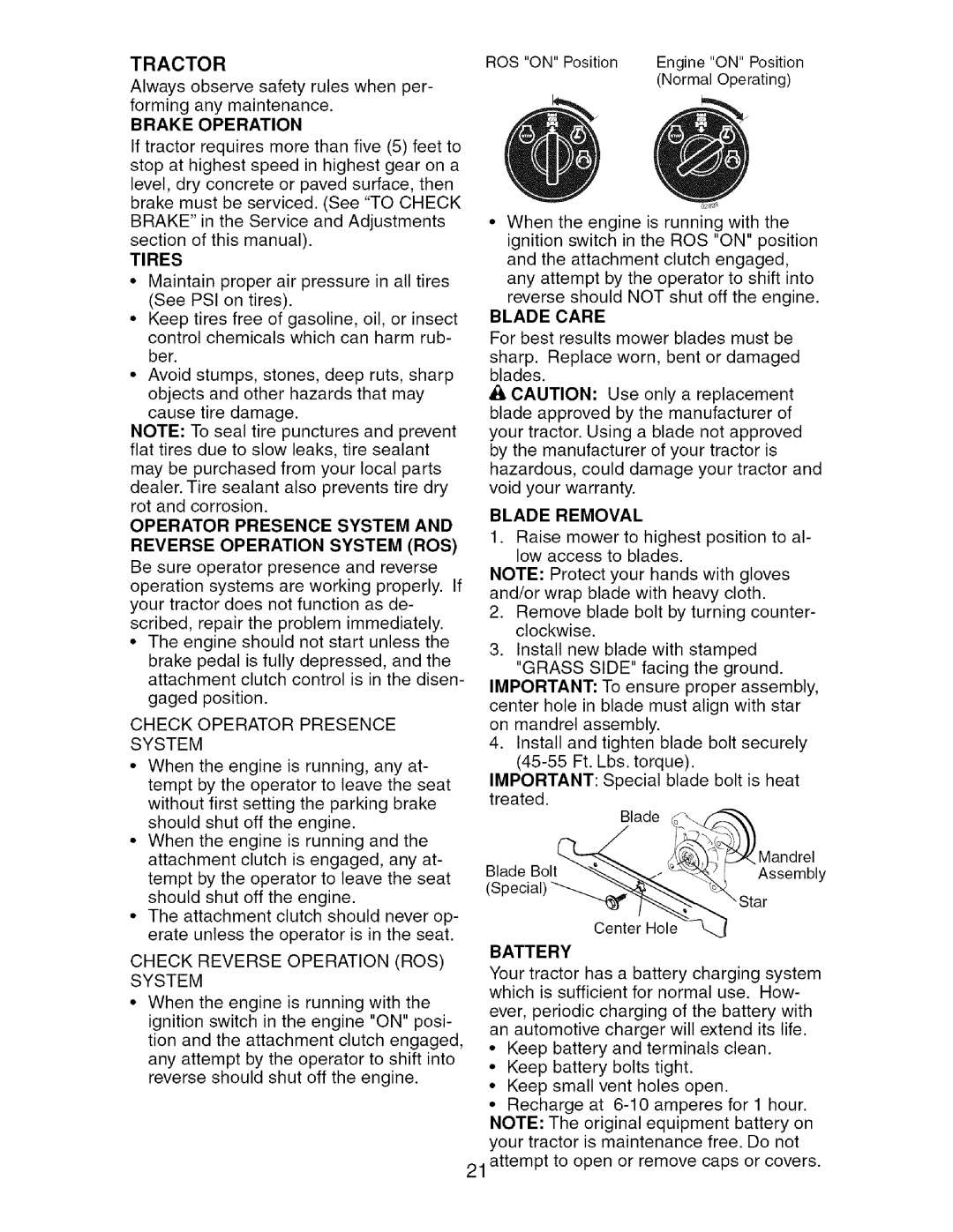 Craftsman 917.276920 manual Battery 