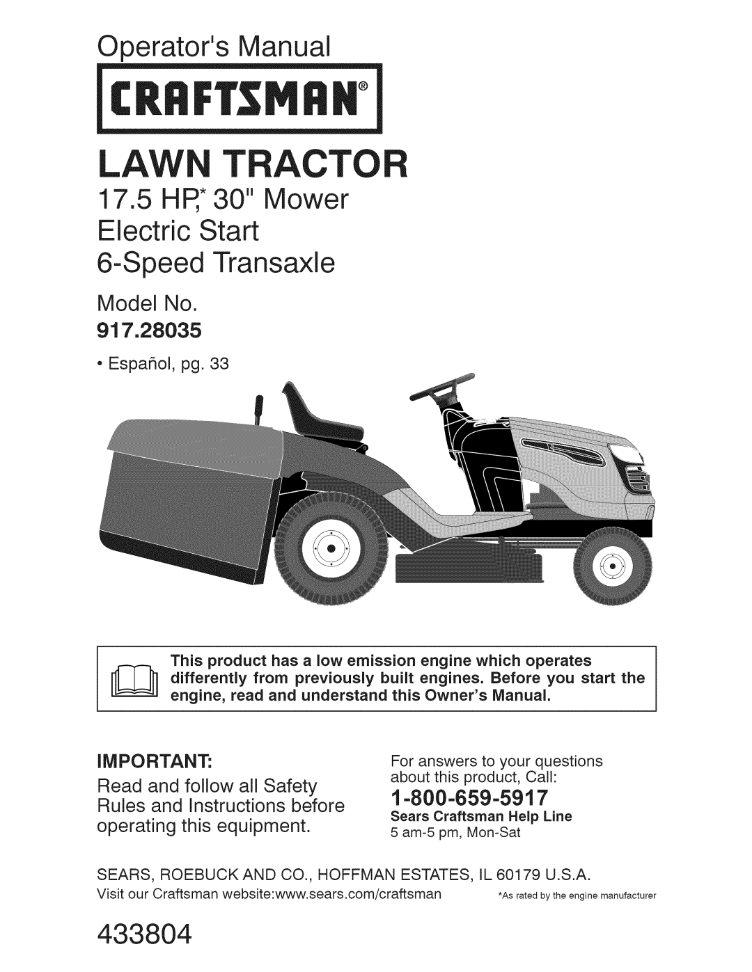 Craftsman 917.28035 owner manual LAW Tracto 