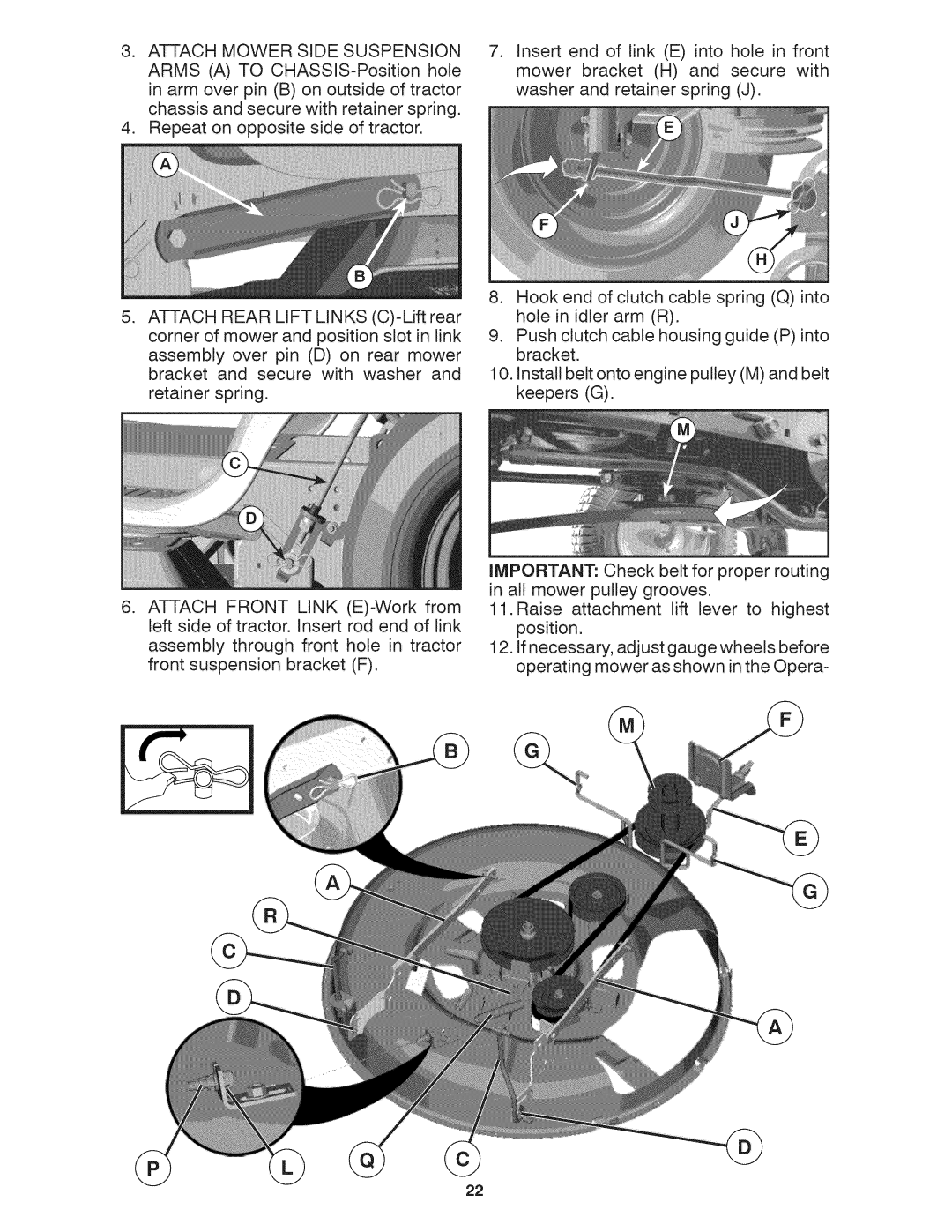 Craftsman 917.28035 owner manual Attach Mower Side Suspension 