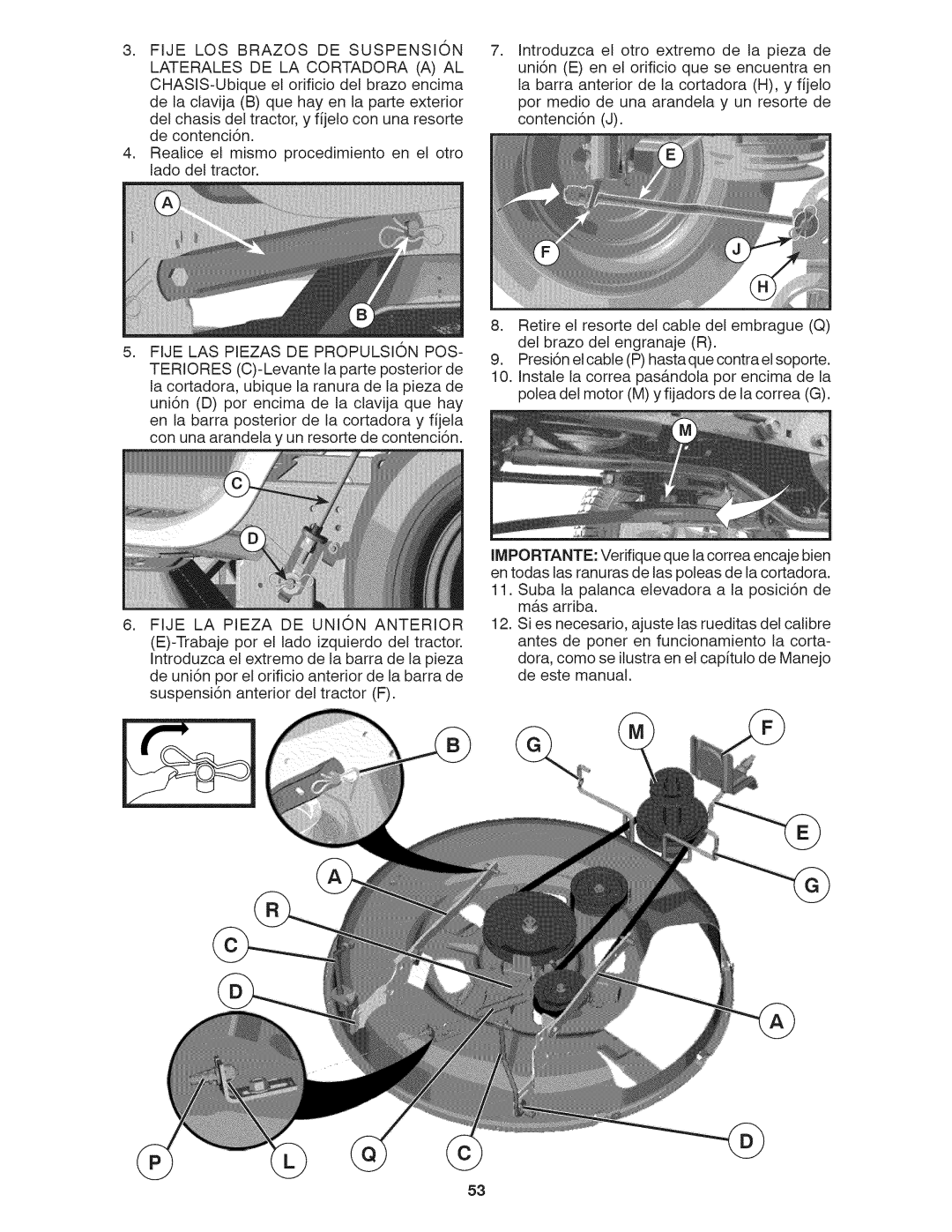 Craftsman 917.28035 owner manual Fije LOS Brazos DE Suspension, Fije LA Pieza DE Union Anterior 