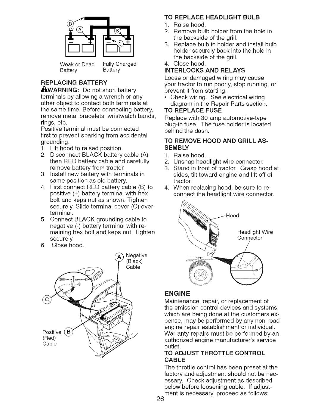 Craftsman 917.28726 owner manual Engine 