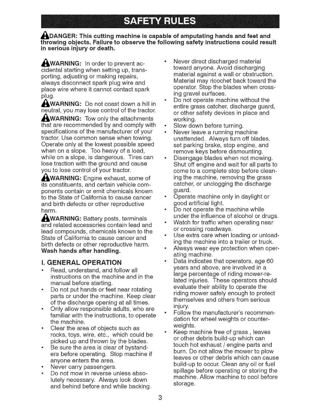 Craftsman 917.28726 owner manual General Operation 