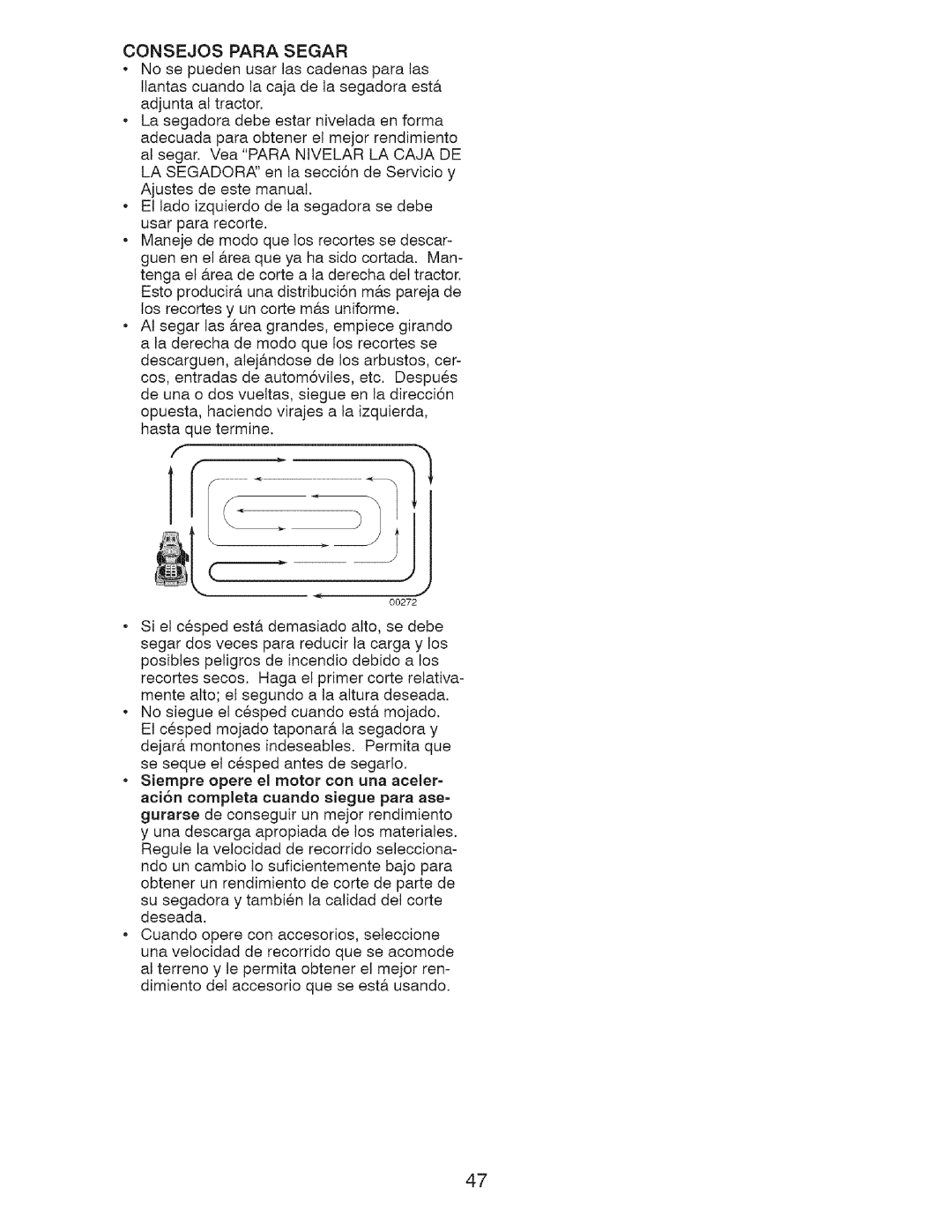 Craftsman 917.28726 owner manual Consejos Para Segar 