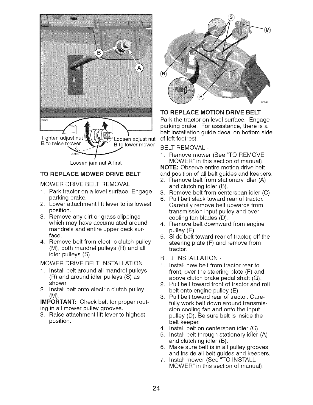 Craftsman 917.28726 owner manual To Replace Mower Drive Belt 