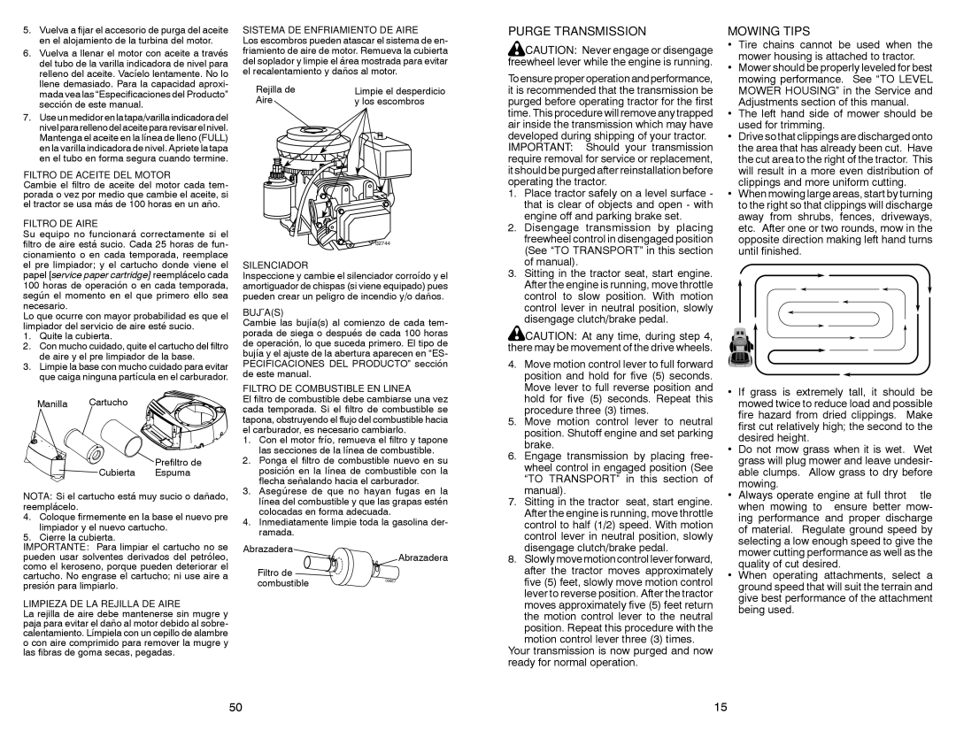 Craftsman 917.28851 owner manual Purge Transmission, Mowing Tips, Left hand side of mower should be used for trimming 