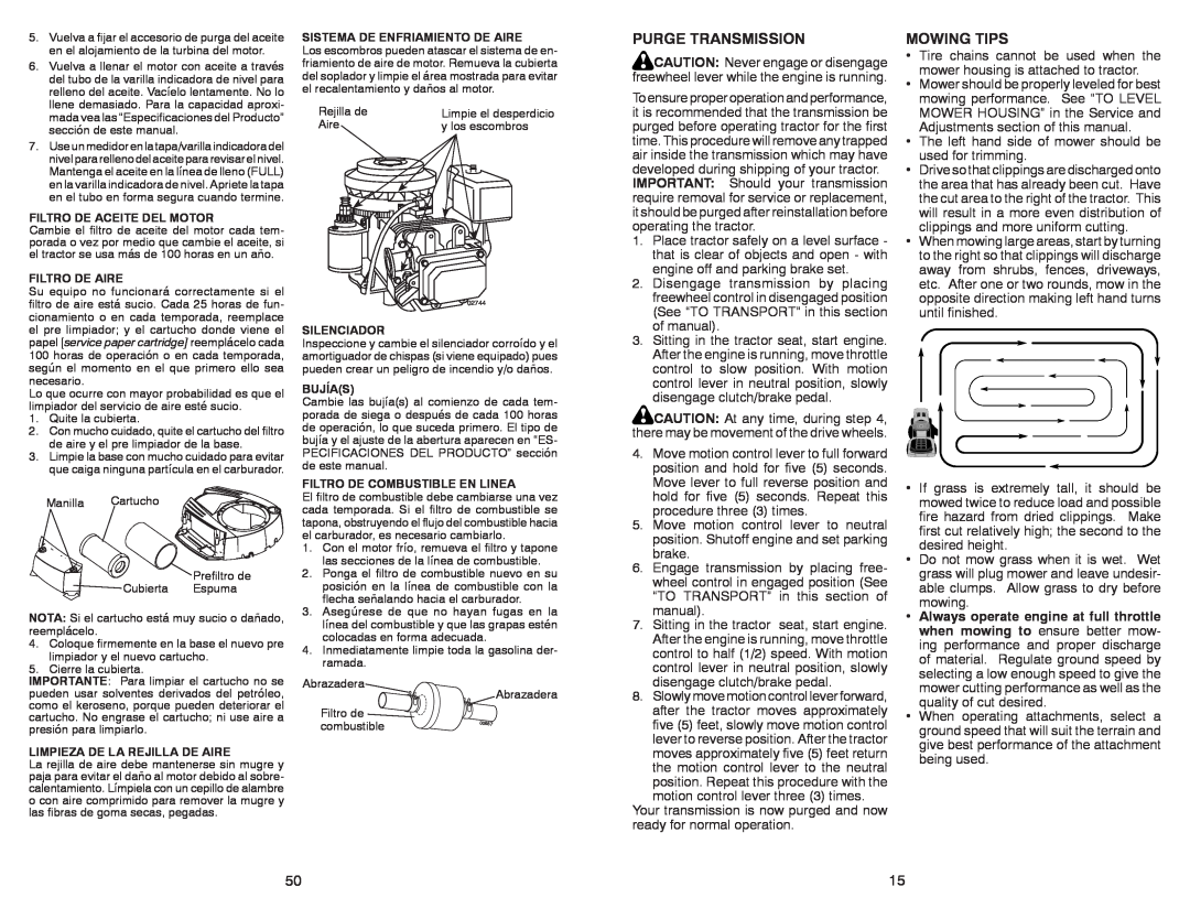 Craftsman 917.28851 owner manual Purge Transmission, Mowing Tips 