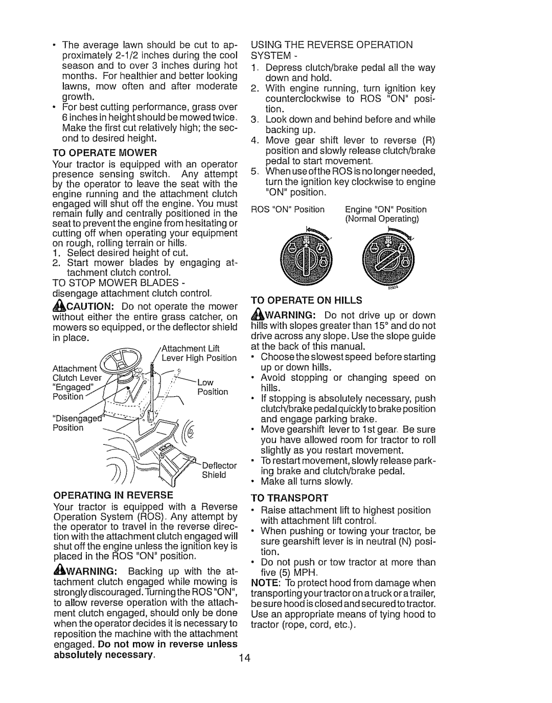 Craftsman 917.289031, 917.289030 owner manual Mower 