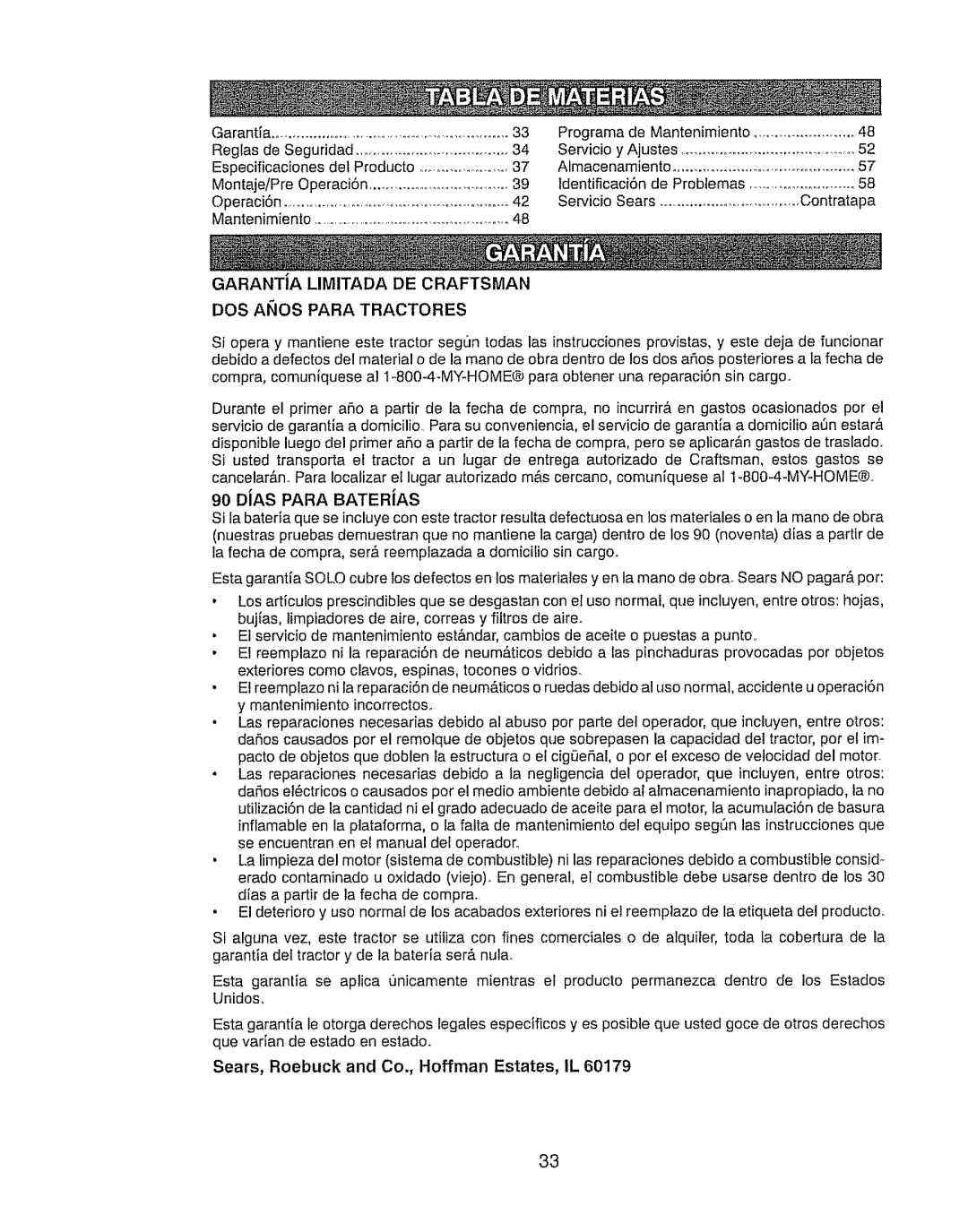 Craftsman 917.289030, 917.289031 owner manual GARANTiA Limitada DE Craftsman 