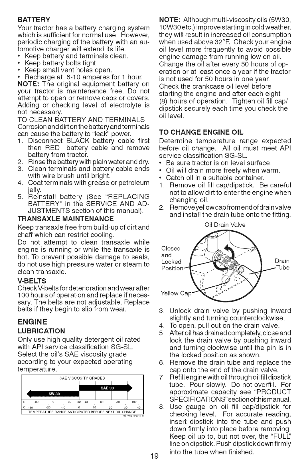 Craftsman 917.289071, 917.289072, 917.289070 owner manual Batte RY, Transaxle Maintenance, =Belts, LUBRiCATiON 