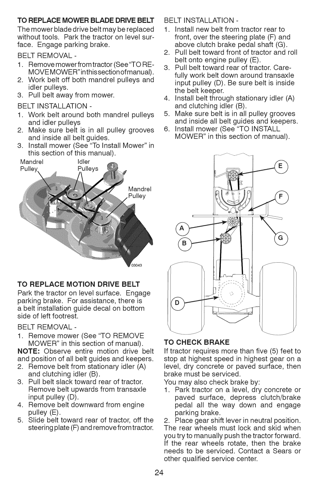 Craftsman 917.289072 To Replace Mower Blade Drive Belt, Belt Removal, Belt Installation, To Replace Motion Drive Belt 