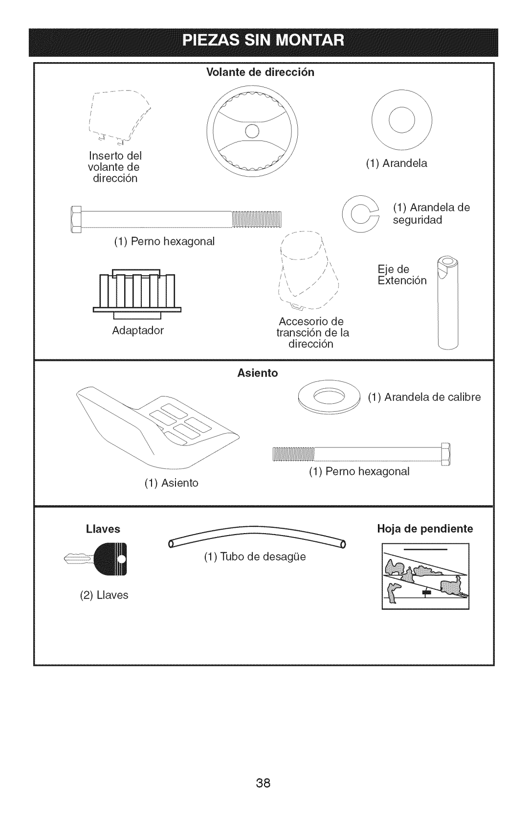 Craftsman 917.289070, 917.289072, 917.289071 owner manual Volante de direcci6n, Asiento 