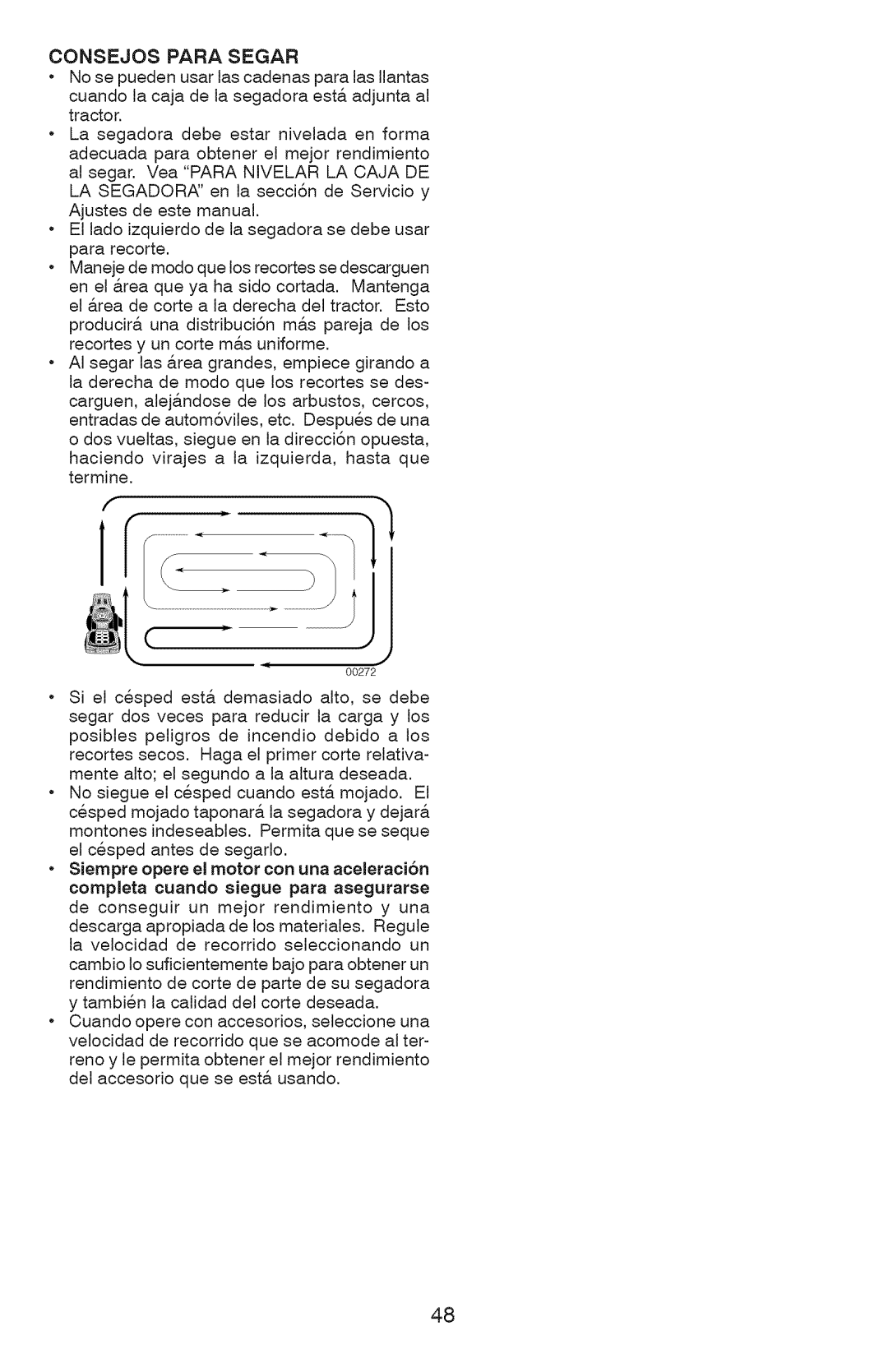 Craftsman 917.289072, 917.289070, 917.289071 owner manual Consejos Para Segar 