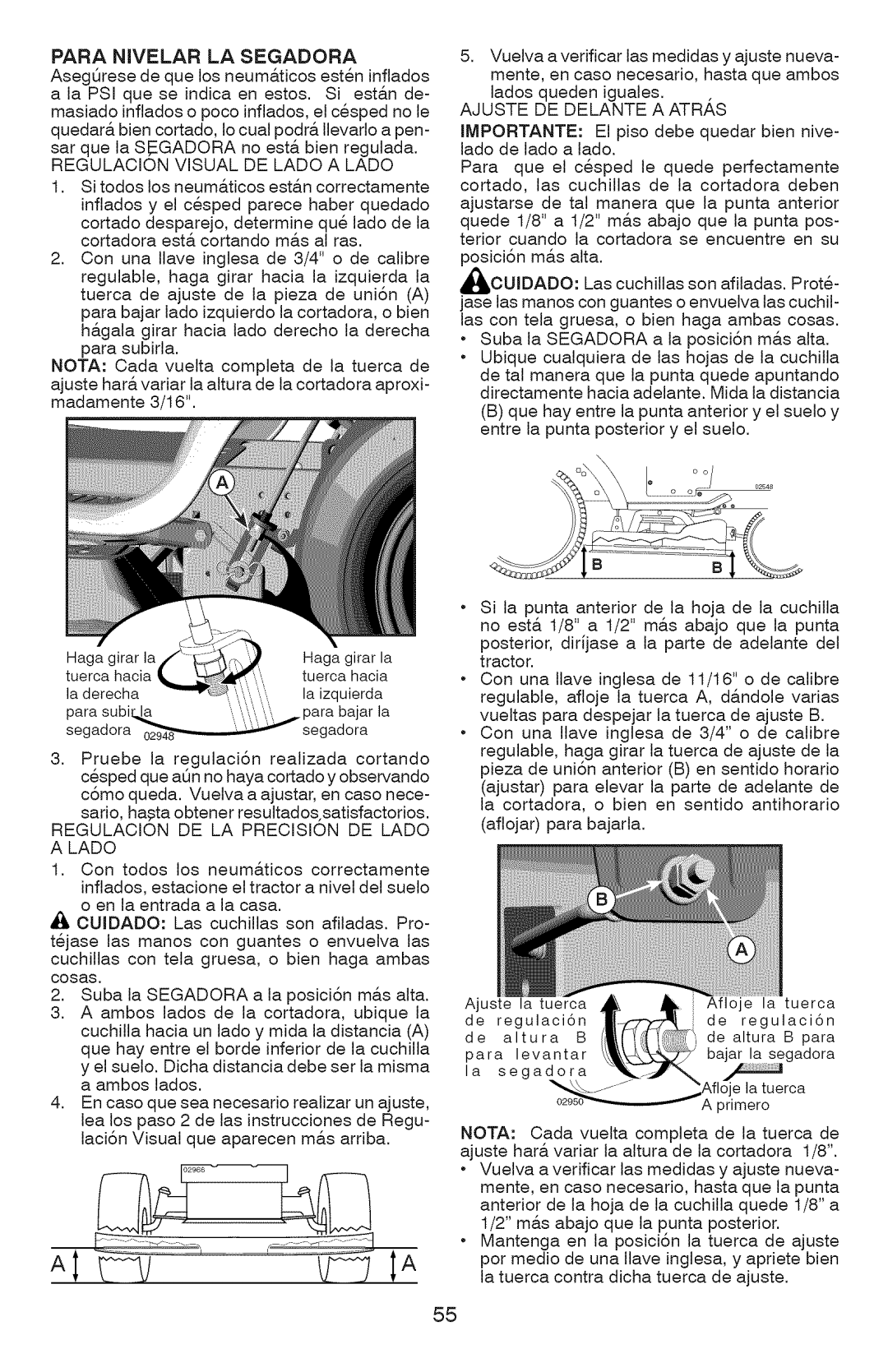 Craftsman 917.289071 Para Njvelar LA Segadora, Regulacion Visual DE Lado a Lado, Regulacion DE LA Precision DE Lado 