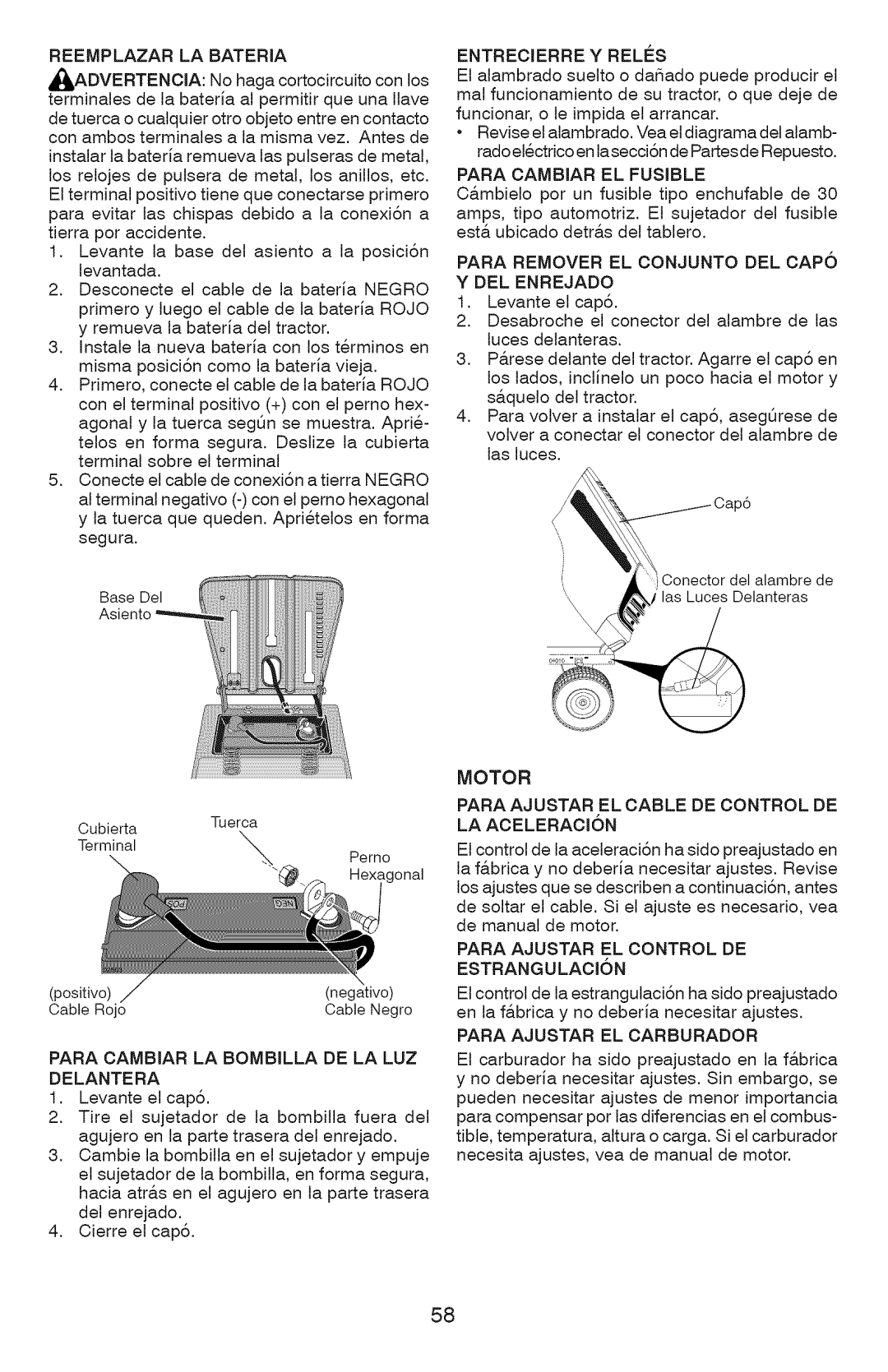 Craftsman 917.289070, 917.289072, 917.289071 owner manual Motor 